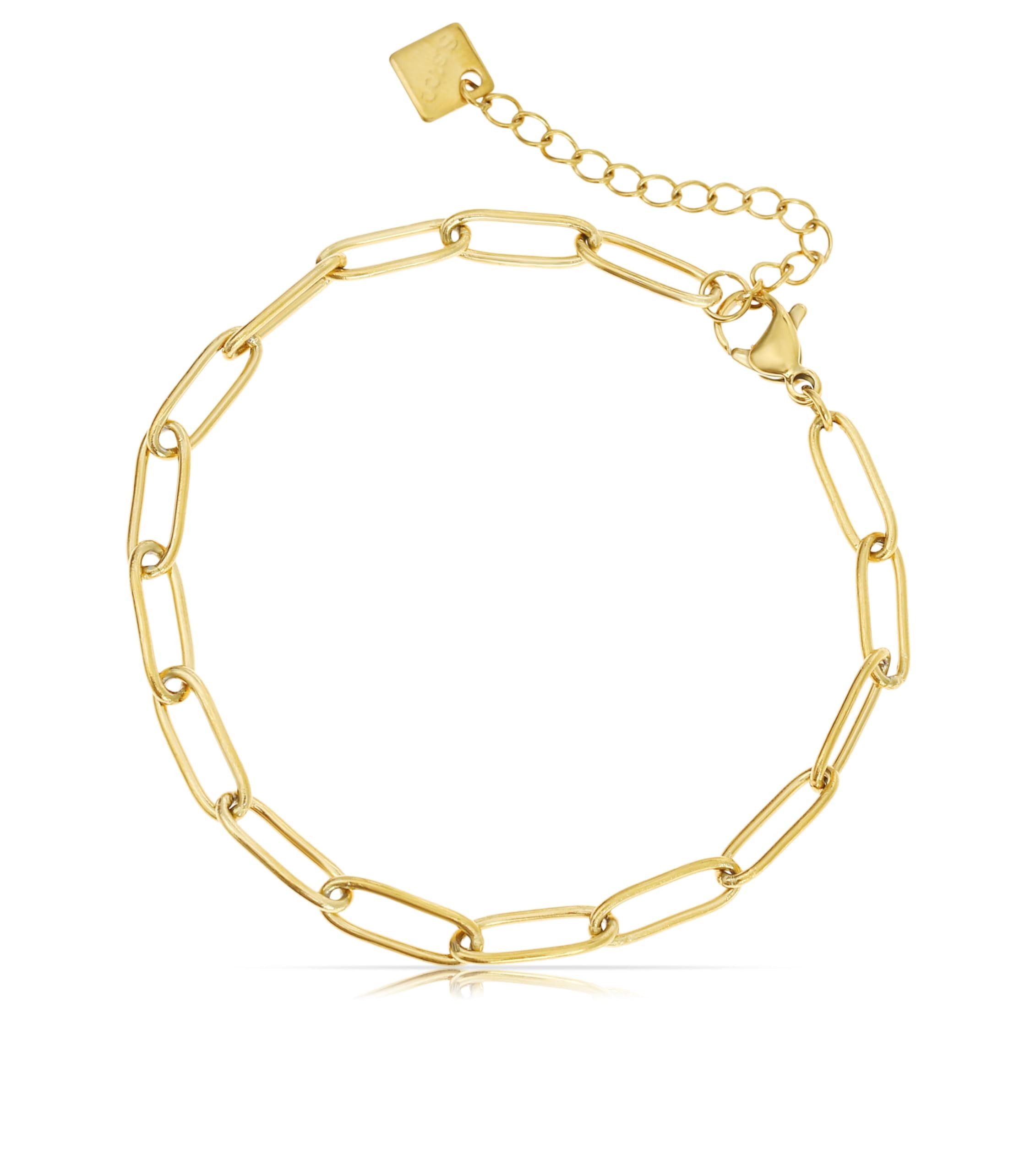 Made by Nami Edelstahlarmband Damen Gold im Paperclip-Stil aus Edelstahl 16 günstig online kaufen