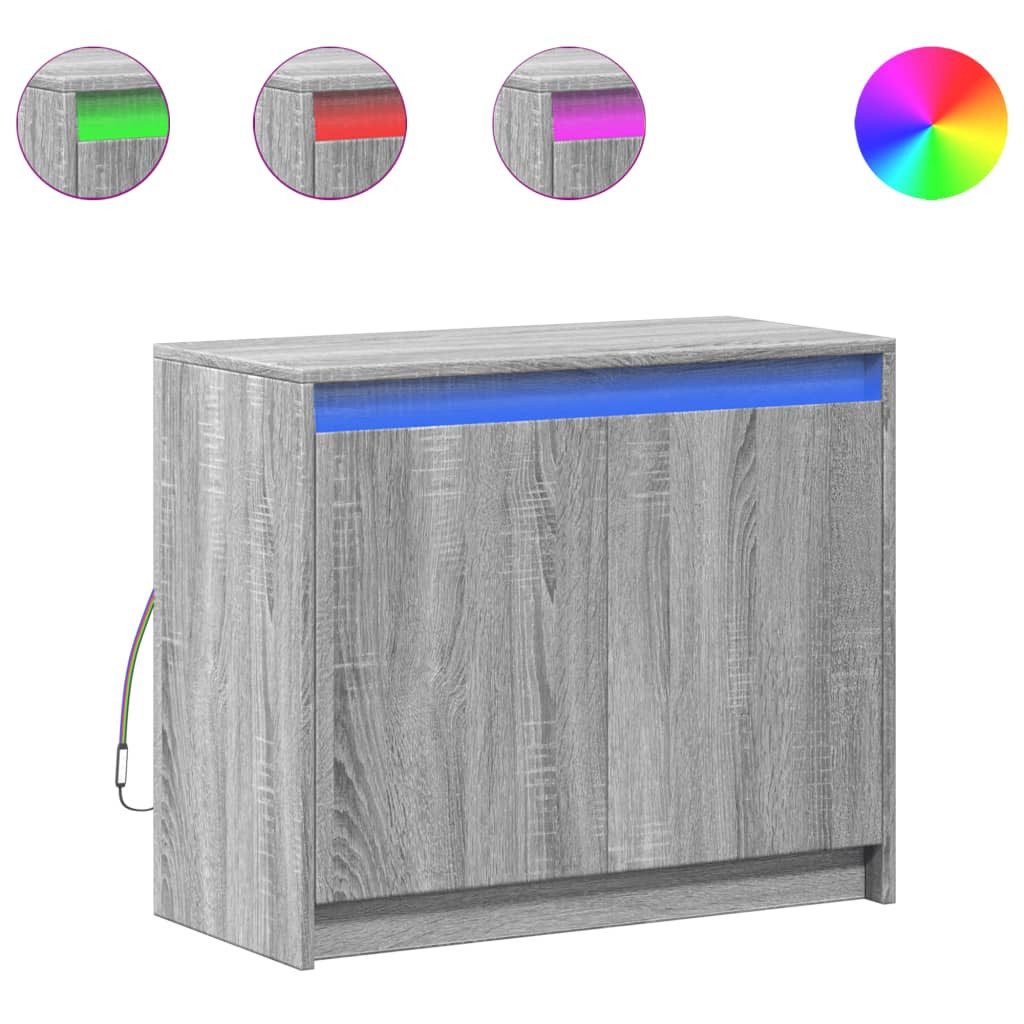 vidaXL Sideboard LED-Sideboard Grau Sonoma 72x34x61 günstig online kaufen