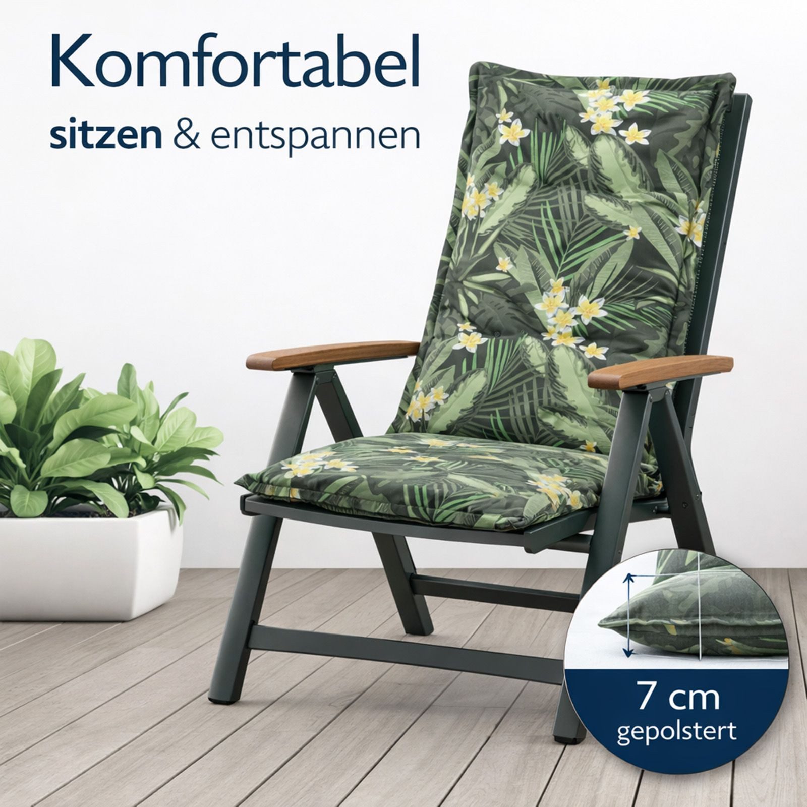 BURI Hochlehnerauflage Hochlehner Auflagen Sitzkissen Polster für Sessel Gartenstuhl Kissen, (6 St)