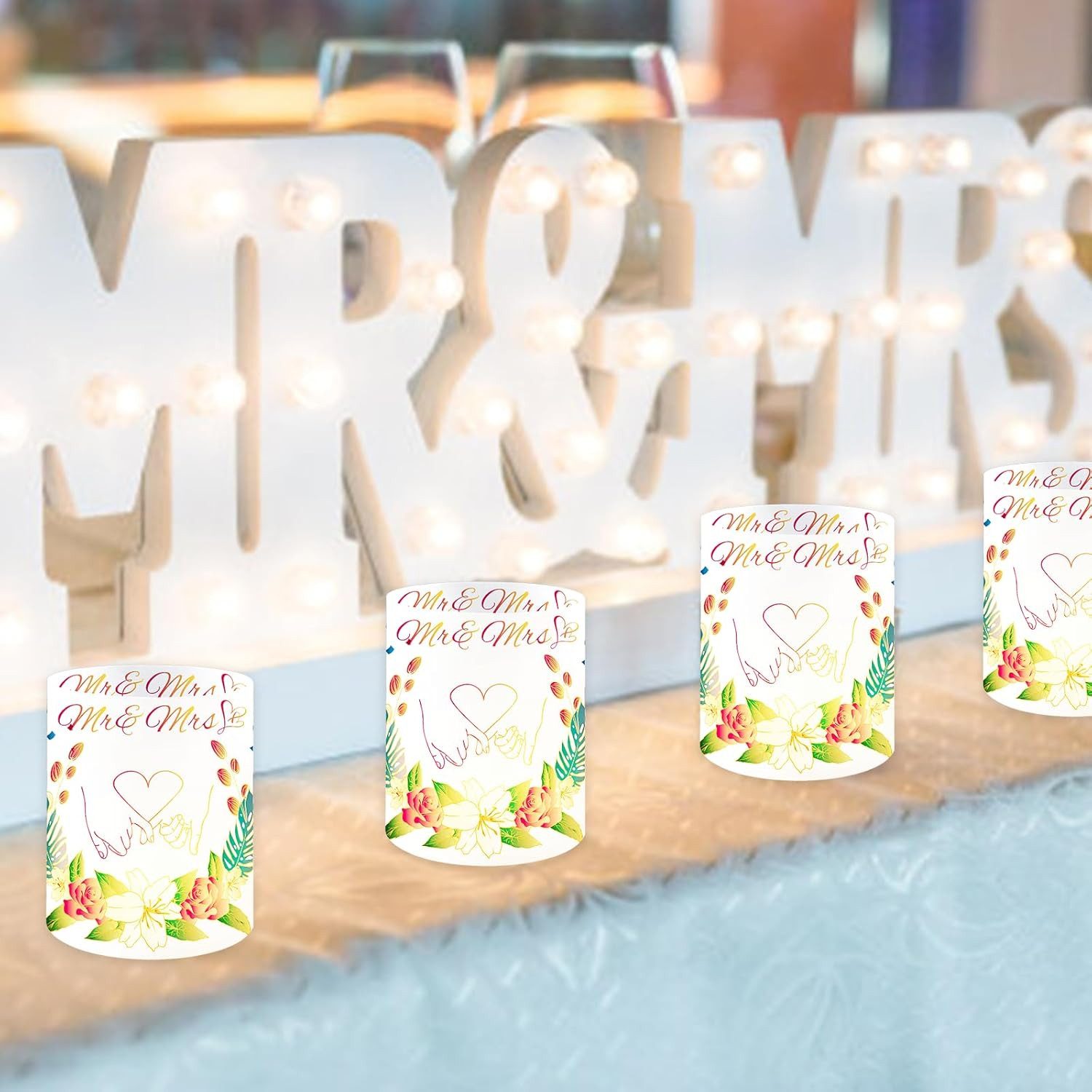 aitsite Windlicht 12er Set Papier Laternen Tischdeko Hochzeit Eukalyptus Event Deko (Dekorationsset Papierlaternen für Hochzeit und Feier, 12 Stück Papierlaternen für Tischdekoration bei Events), Faltbare Papierlaternen 12er Set mit Eukalyptus Design