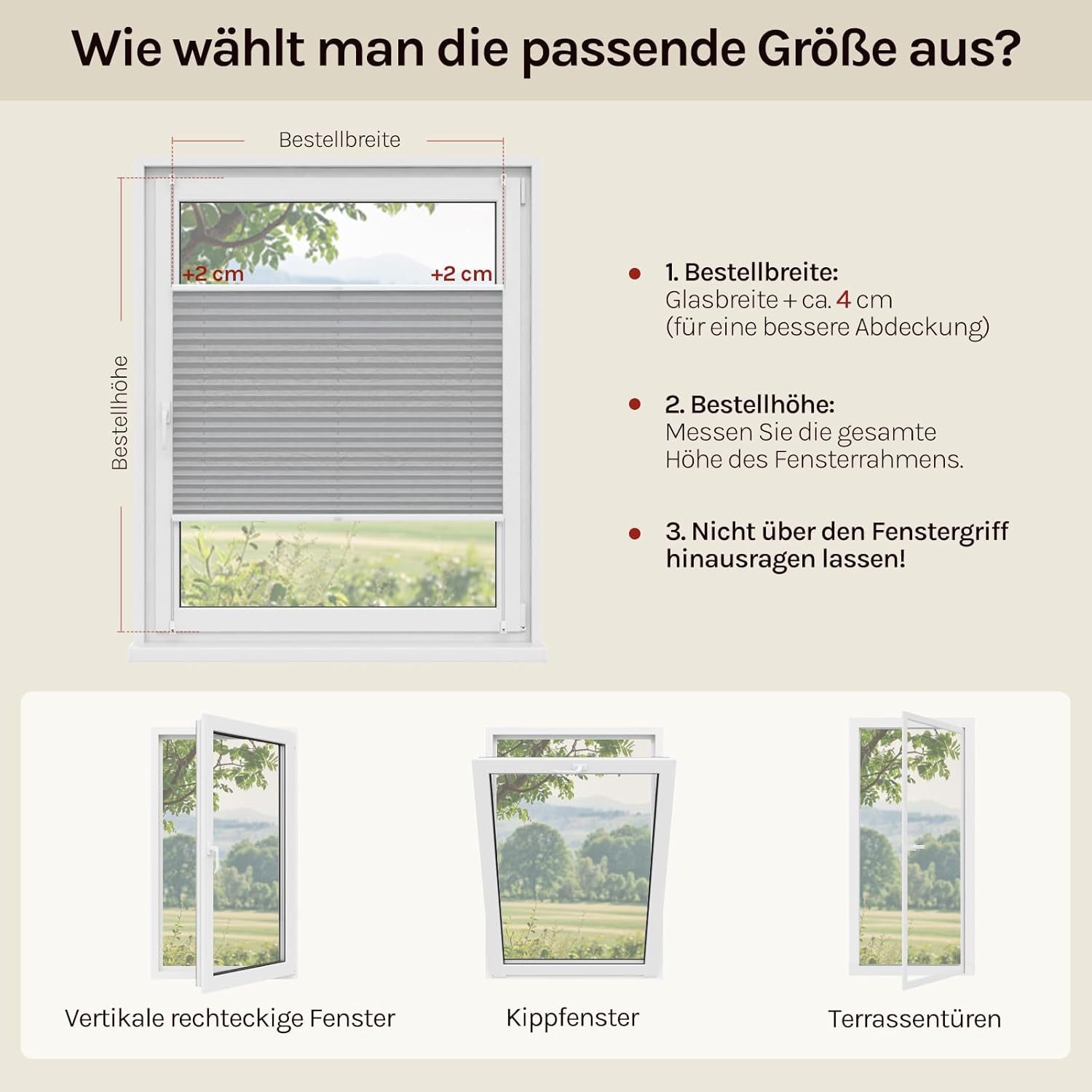 Woltu Plissee, halbtransparent, Klemmfix, Klemmfix, Jalousie Faltrollo Blickdicht