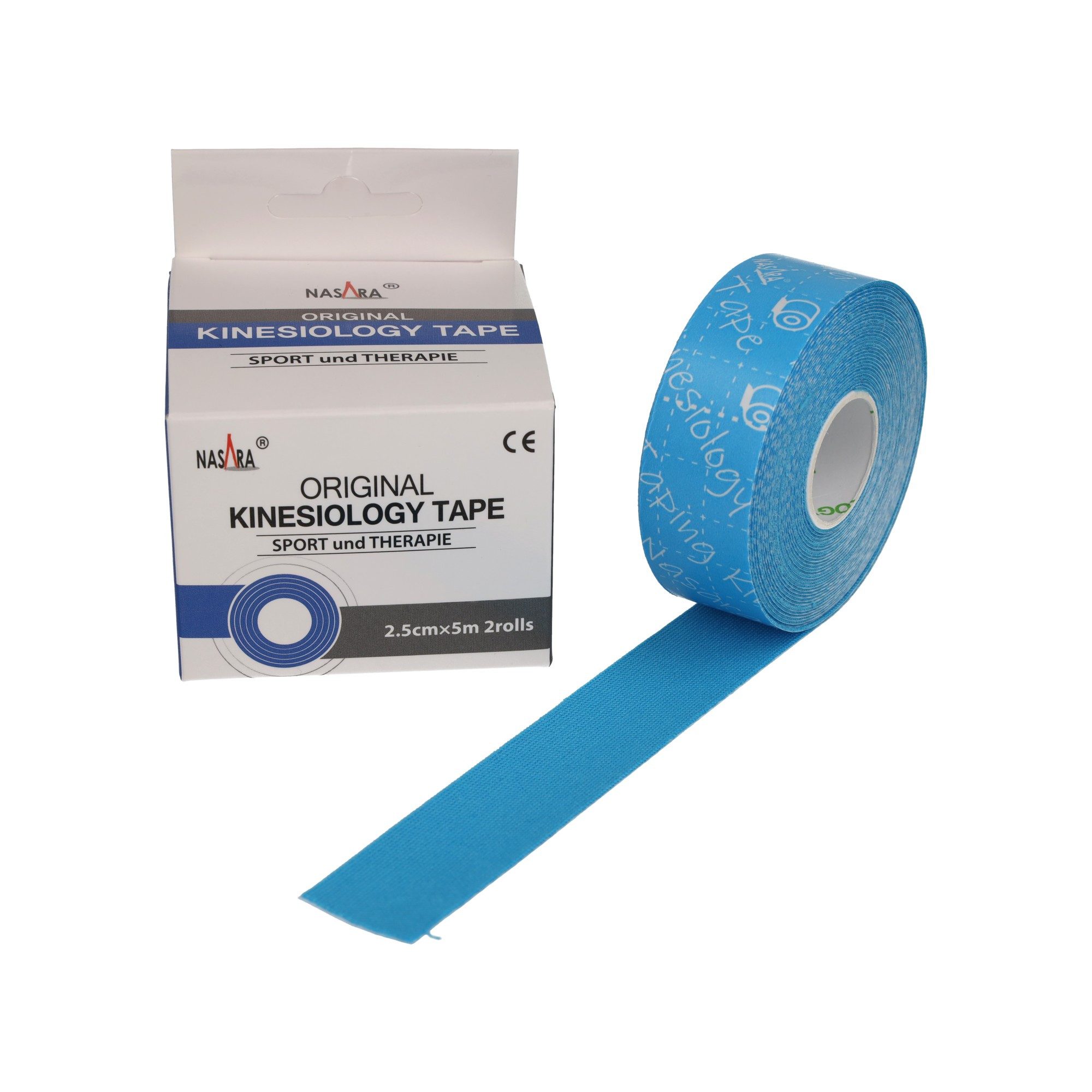 NASARA Kinesiologie-Tape 2,5cm x 5m - 2 Rollen in 9 Farben