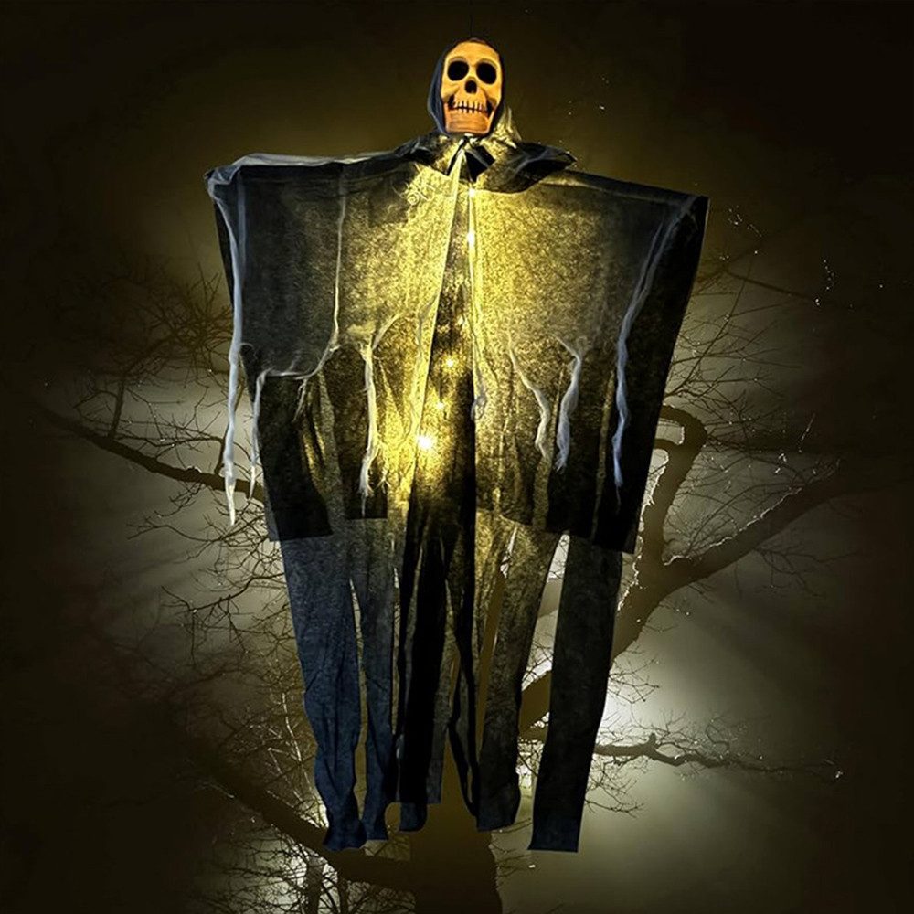 Bomiclss Dekofigur 80CM Outdoor Hängendes Leuchtendes Totenkopf Dekor, für Halloween & Garten – Bild 5 von 5
