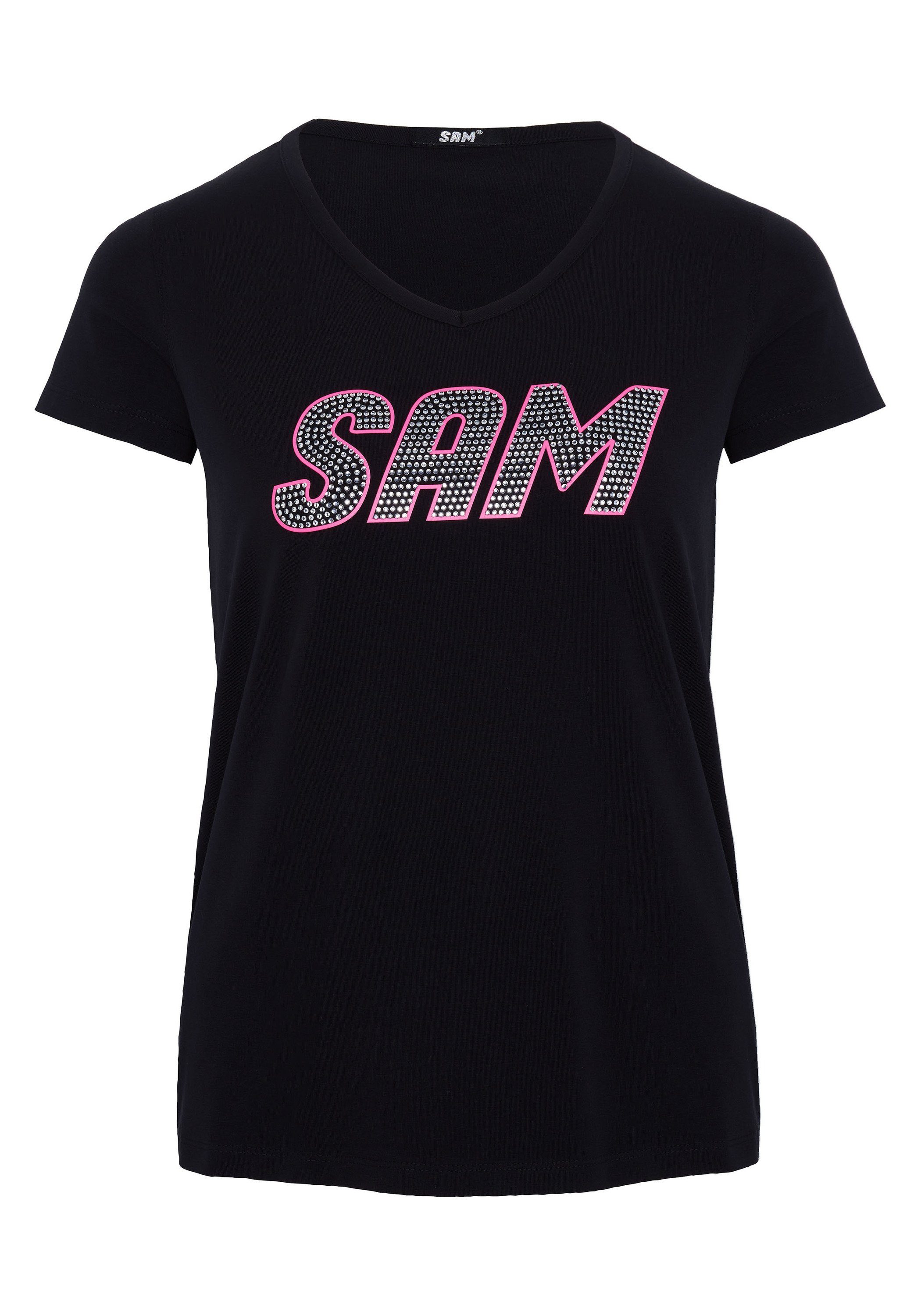 Sam V-Ausschnitt Print-Shirt 19-3911 Black Uncle Deep glitzerndem mit