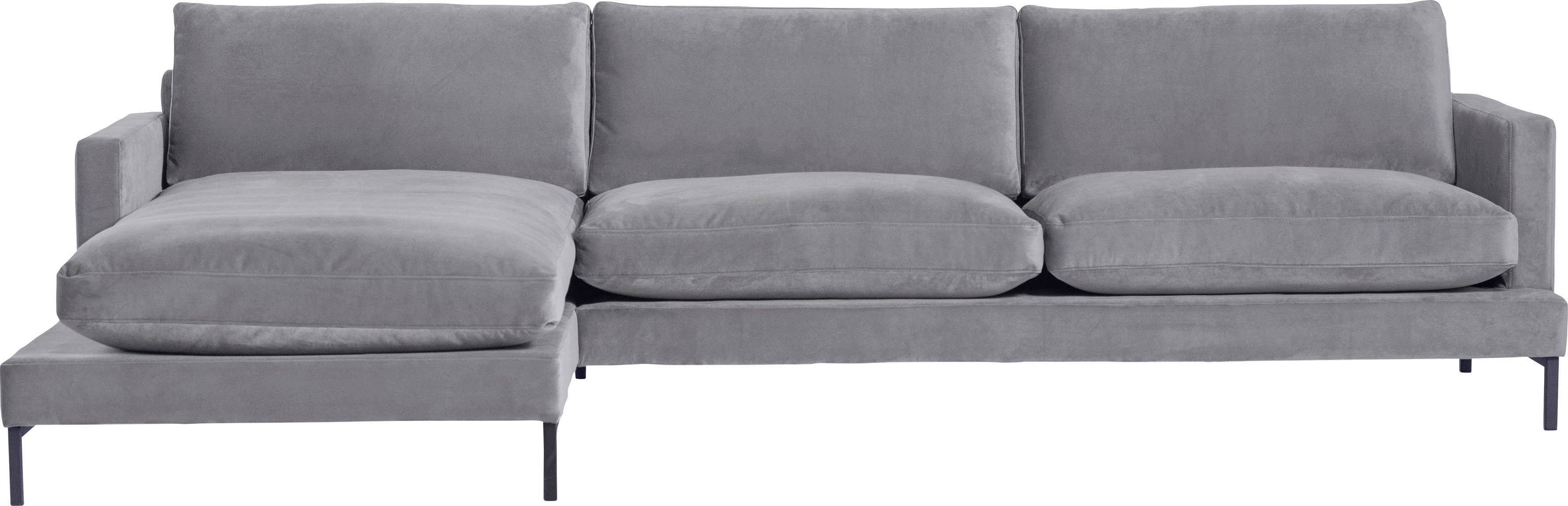 andas Ecksofa Welland, L-Form, mit schwarzen Metallfüßen, mit Federfüllung im Sitz- und Rückenkissen