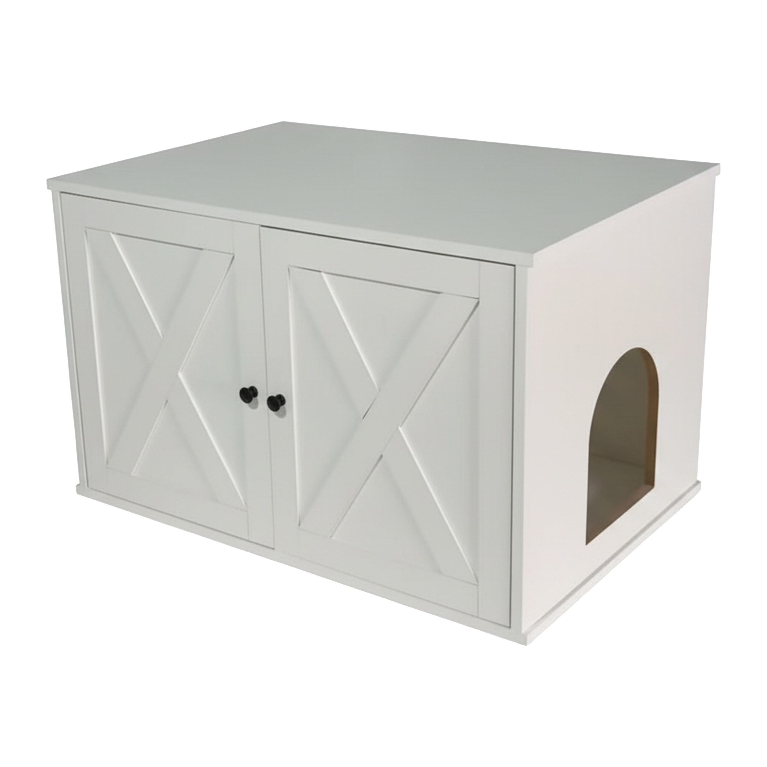 relaxdays Indoorhütte Katzenschrank für Katzenklo, weiß