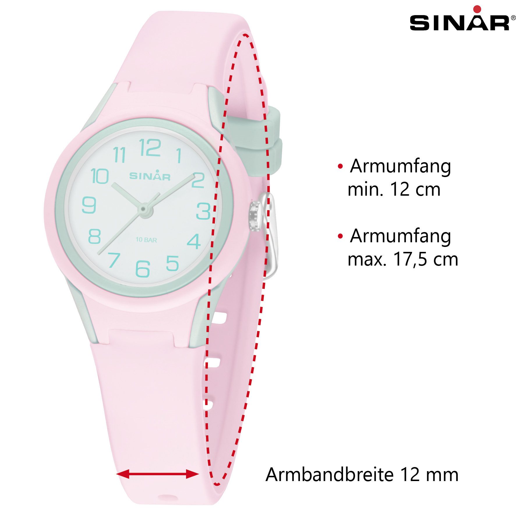 SINAR Quarzuhr XB-47 Jugend Armbanduhr Sportuhr Silikonband, analog sportlich modern Geschenkidee Jugend Ø 29mm