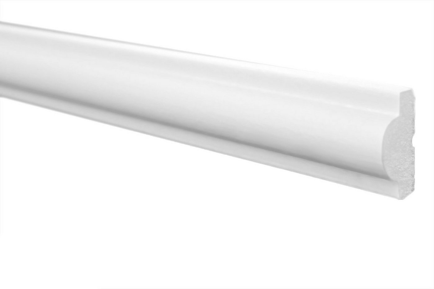 Thumbnail - marbet design Stuckleiste E-27, 2 Meter / 1 Leiste, XPS Styropor weiß - Wandleisten Stuck Dekorbau Leisten E-Leisten - (...