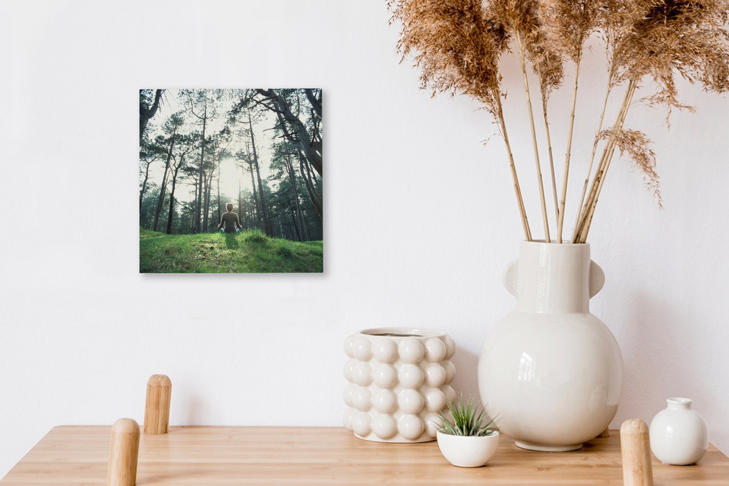 Schlafzimmer Wald, Wohnzimmer Jemand Leinwandbild im OneMillionCanvasses® (1 Bilder St), Yoga für Leinwand macht