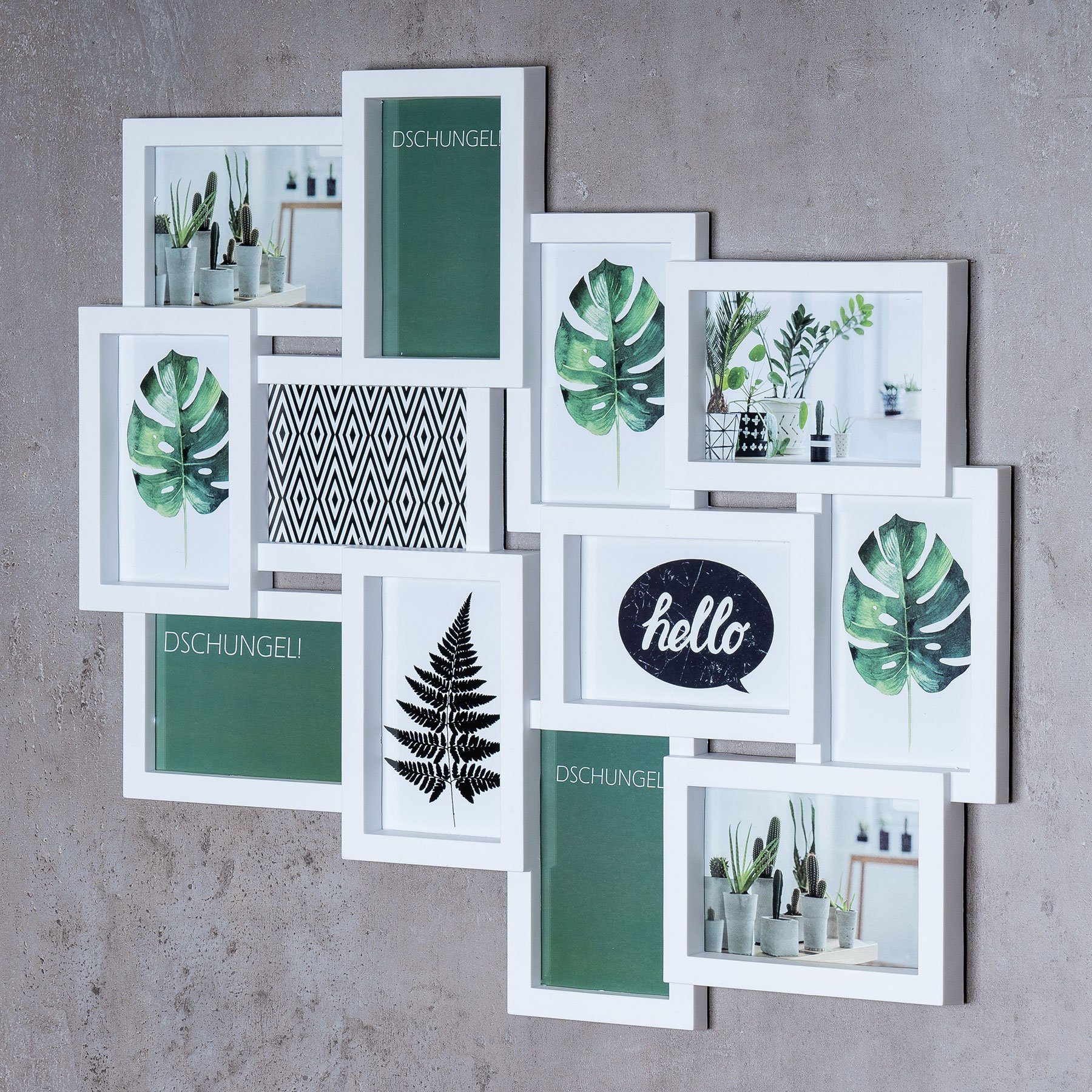 Levandeo® Bilderrahmen Collage, Bilderrahmen weiß 12 Fotos Fotogalerie Fotocollage Collage