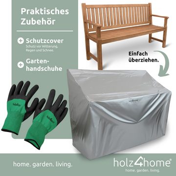 holz4home Gartenbank Sitzbank Holz 3-4 Personen I Holzbank 150cm, inkl. Schutzcover & Handschuhe