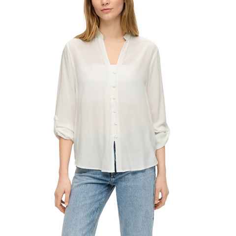 QS Longbluse mit durchgehender Knopfleiste und V-Ausschnitt