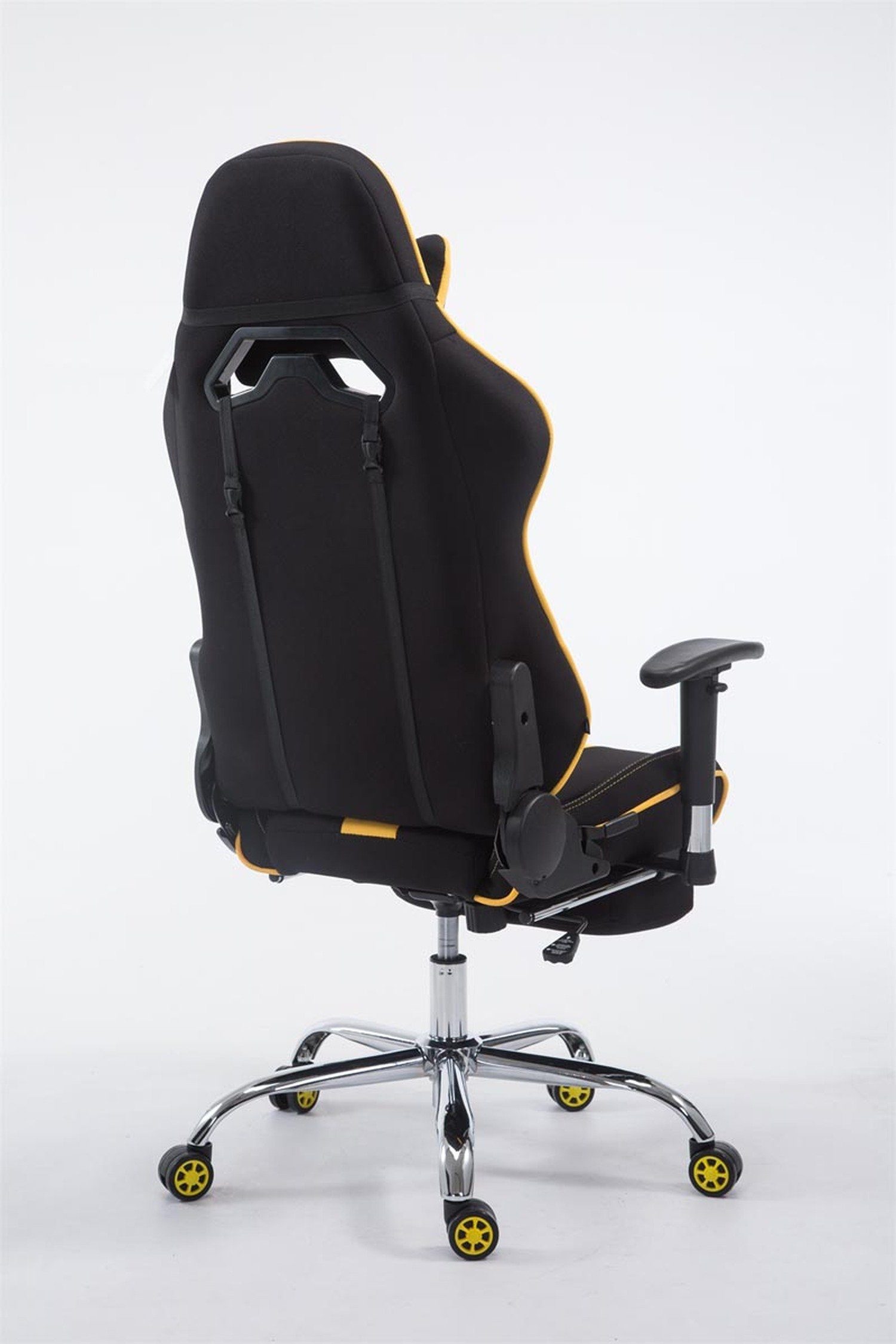 höhenverstellbar Limitless-2 Racingstuhl, mit Stoff Gaming-Stuhl Metall Sitzfläche: 360° TPFLiving - Rückenlehne schwarz/gelb drehbar (Schreibtischstuhl, chrom Chefsessel), Drehstuhl, Gamingstuhl, - bequemer Gestell: -