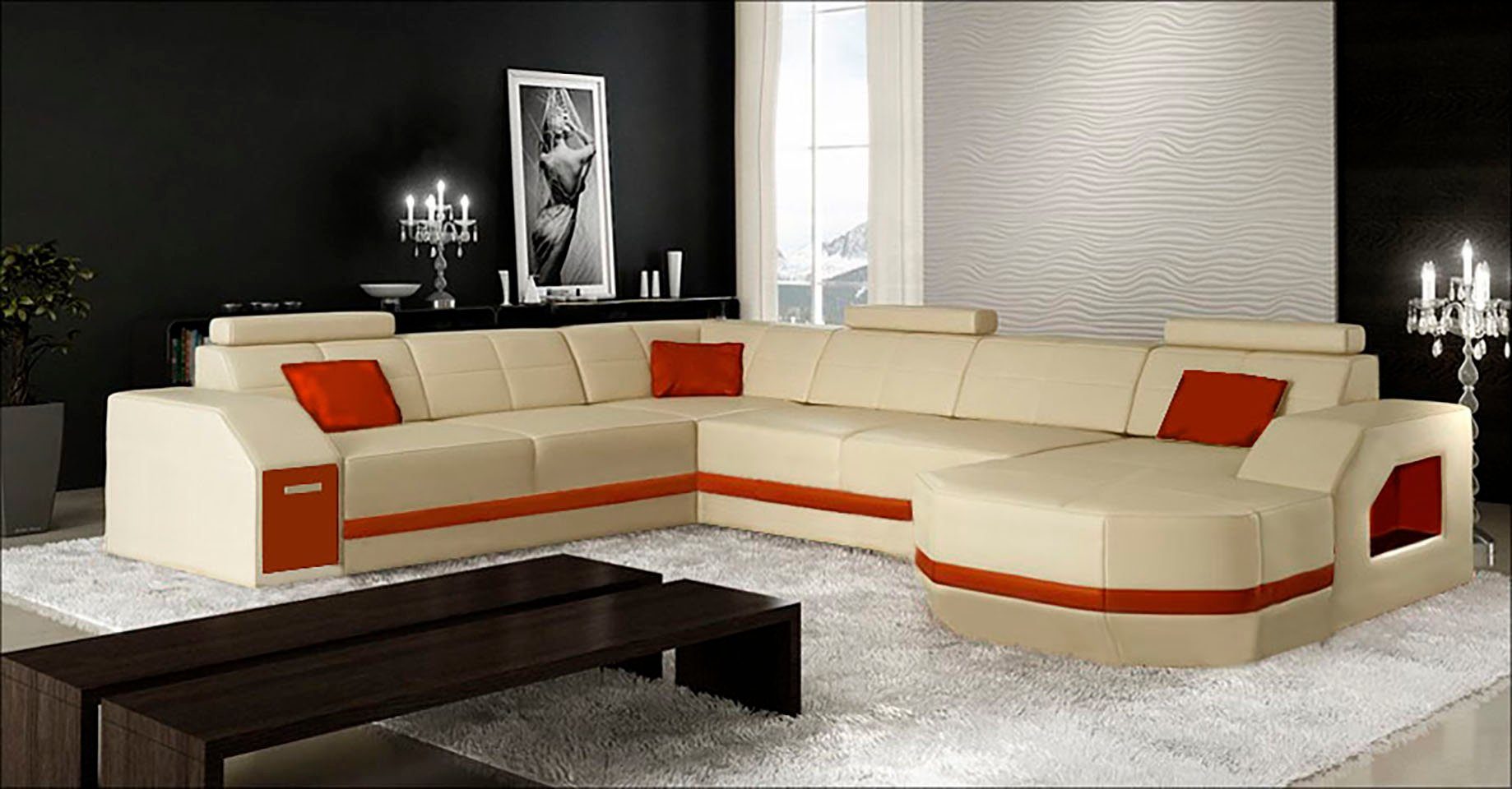 Design Wohnlandschaft Couch Eck Modern JVmoebel Ecksofa, Sofa Ecksofa Ledersofa