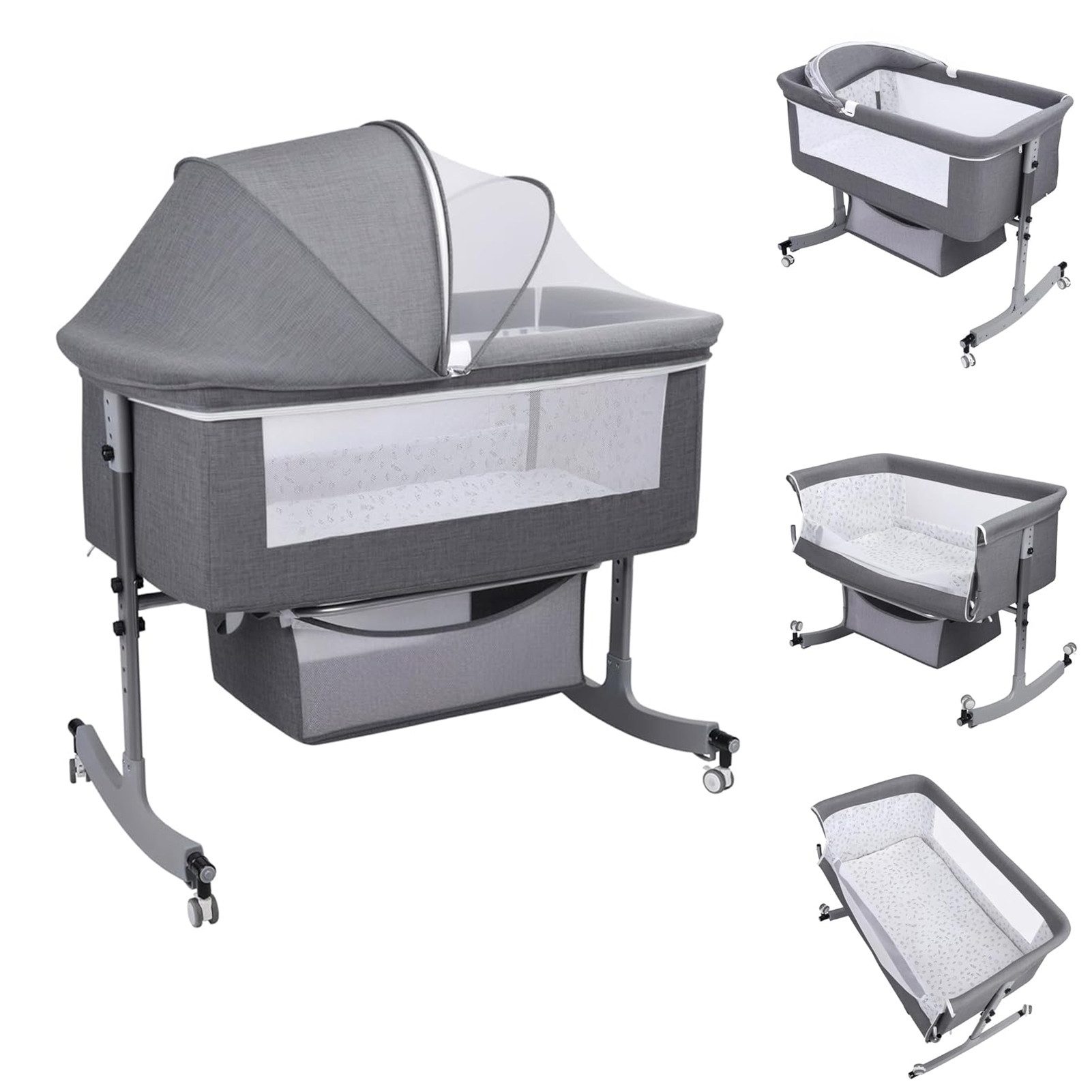 Rutaqian Beistellbett 3 in 1 Babybett & Babywiege & Reisebett,Stubenwagen, günstig online kaufen