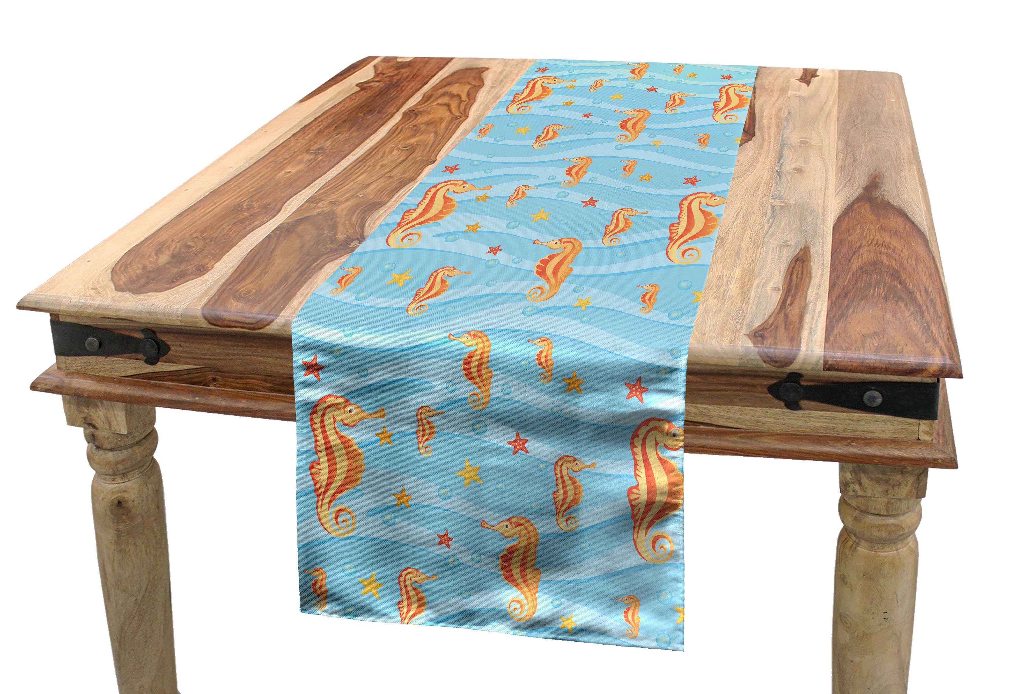 Tischläufer, Esszimmer Küche Tischläufer Wellen-tropisches Ozean Abakuhaus Rechteckiger Ceature Dekorativer Meer