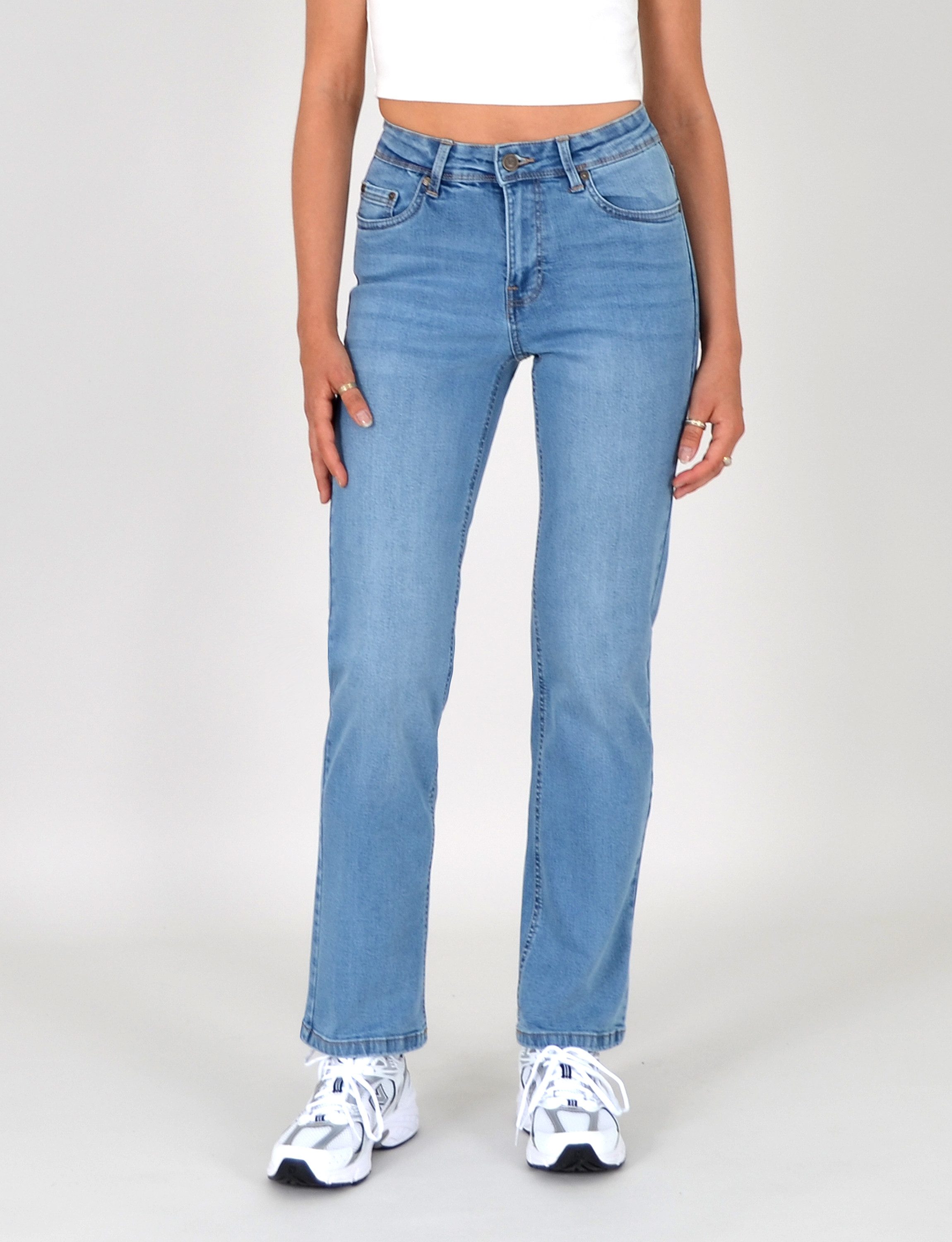 ESRA Straight-Jeans High Waist Damen Jeans Straight Leg Hose Stretch gerade günstig online kaufen