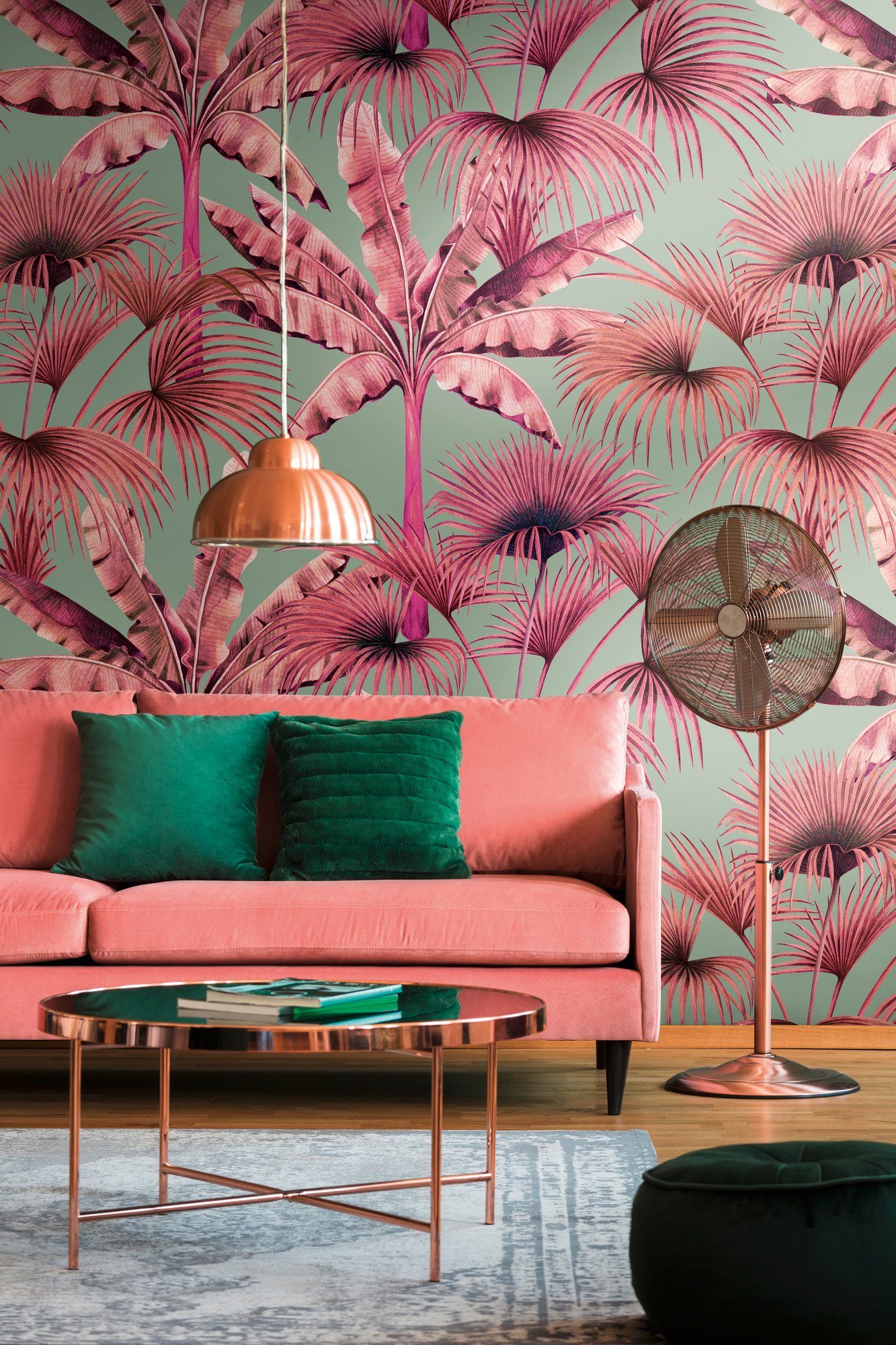 A.S. Creation Fototapete Palmenblätter 1,59 m x 2,8 m Pink-Grün FSC® günstig online kaufen