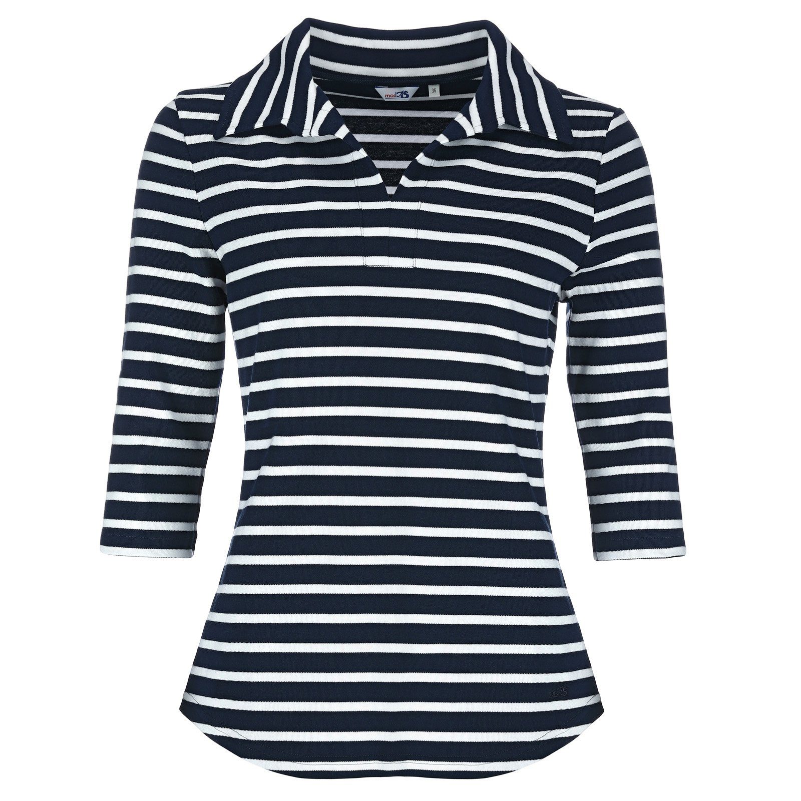 modAS Poloshirt 25602 Damen Shirt mit Polokragen und Streifen aus Baumwolle