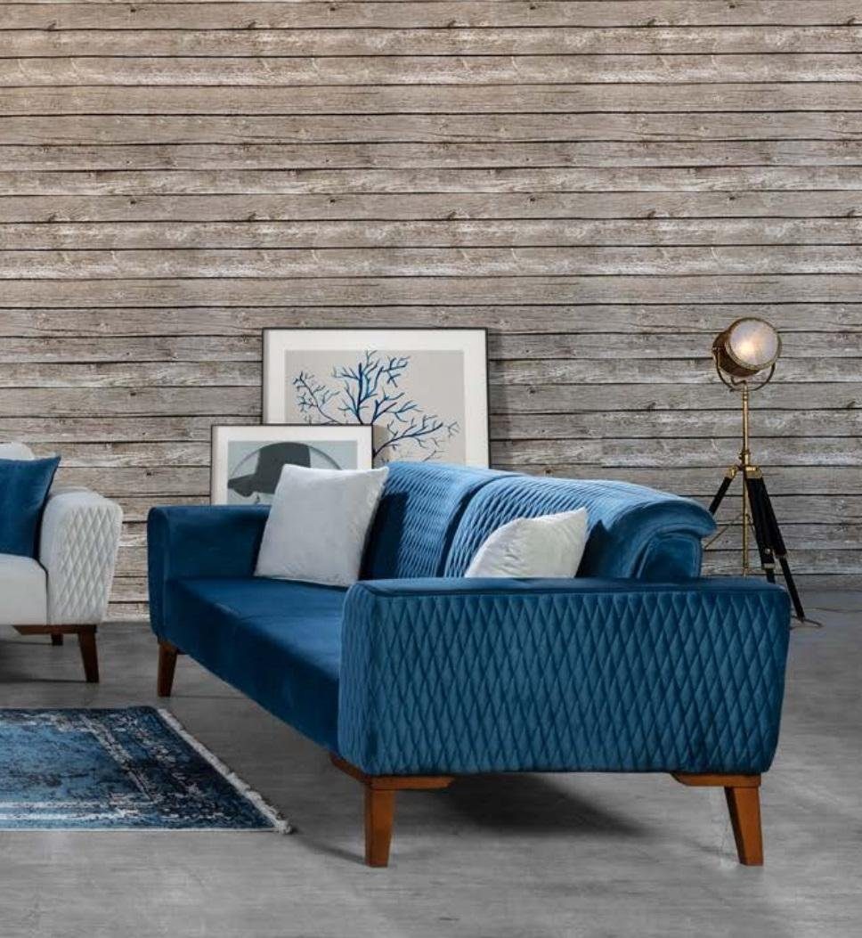 JVmoebel Sofa Blauer Moderner Dreisitzer Luxus Couch Stilvolles Sofa Sitzmöbel, Made in Europe