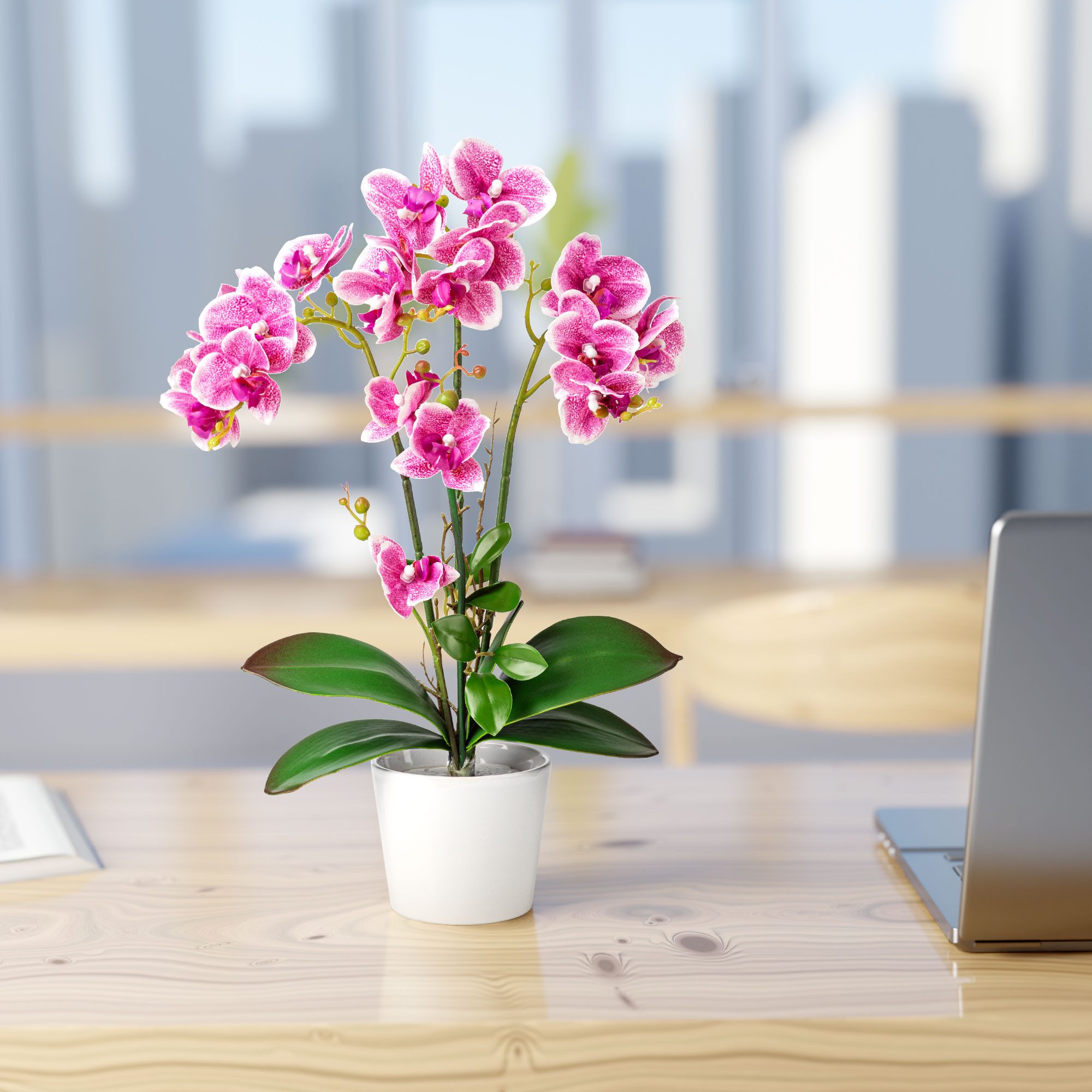 Kunstorchidee PASCH® Orchidee künstlich wie echt (46cm) in Hochglanz-Keramiktopf Orchidee, PASCH, Real Touch – Bild 2 von 5