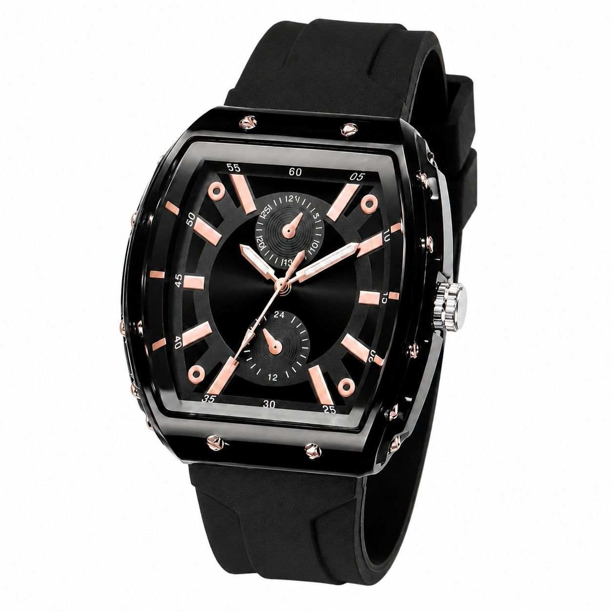 Taffstyle Quarzuhr Analoge Armbanduhr mit Quarzwerk Silikonarmband und eckigem Gehäuse, (Markante Sportliche Freizeituhr im Statement Look für Alltag und moderne Outfits - Geschenke für Männer), ideal auch als Geschenk