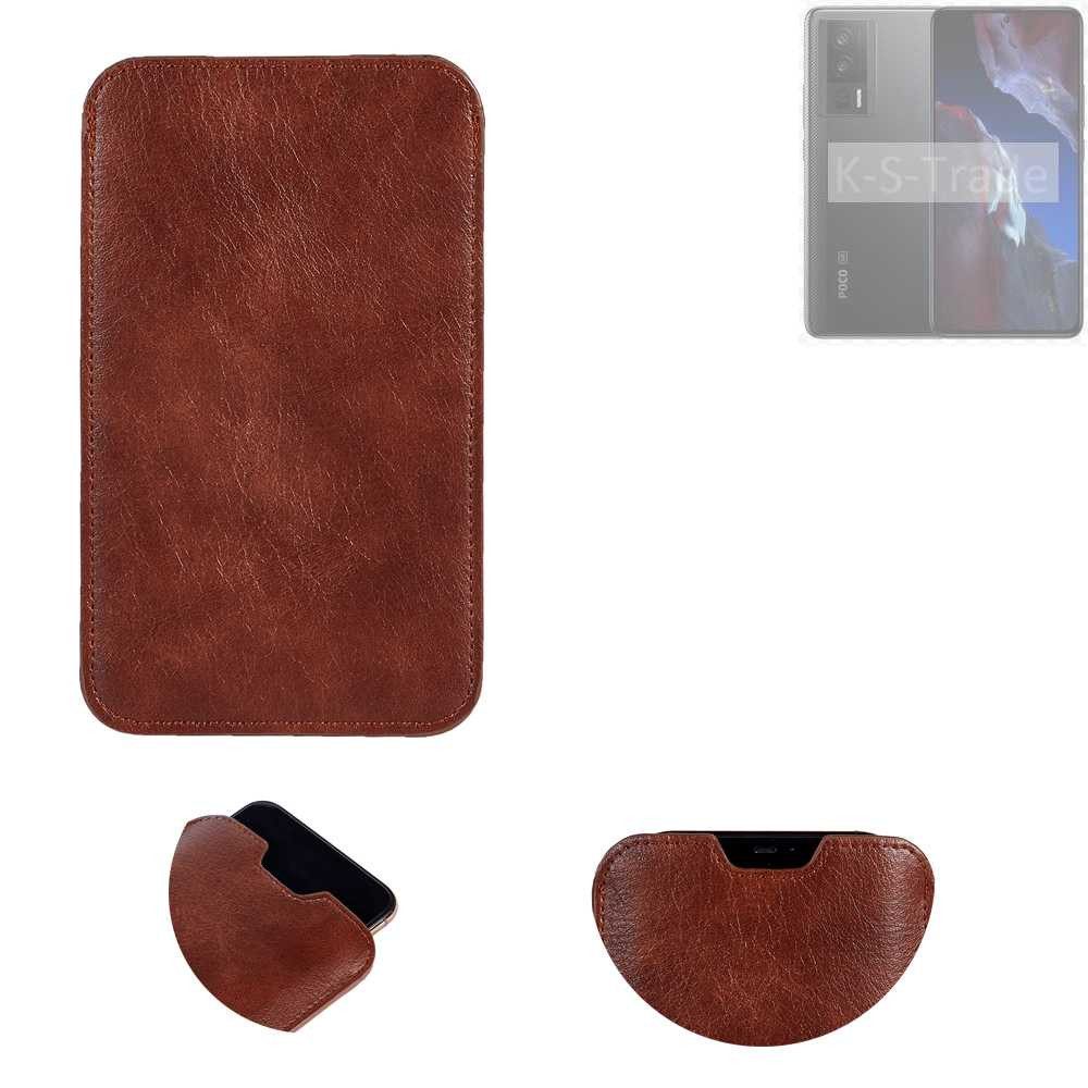 K-S-Trade Handyhülle für POCO F5 Pro, Schutzhülle Handyhülle Handytasche Kunstleder Sleeve in braun