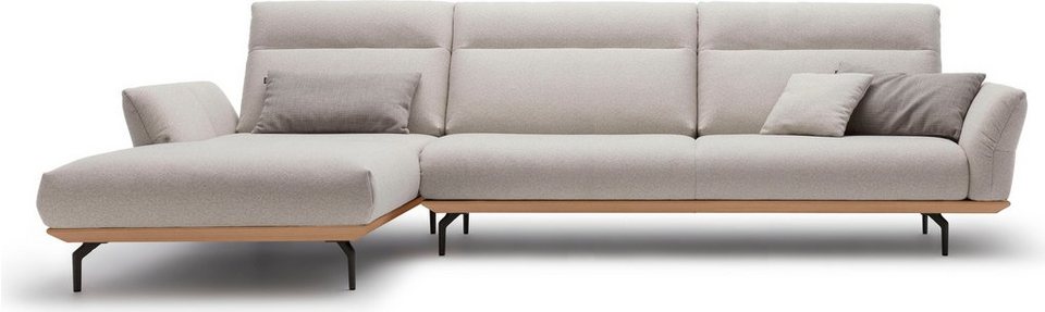 hülsta sofa Ecksofa hs.460, Sockel in Eiche, Winkelfüße in Umbragrau, Breite  338 cm