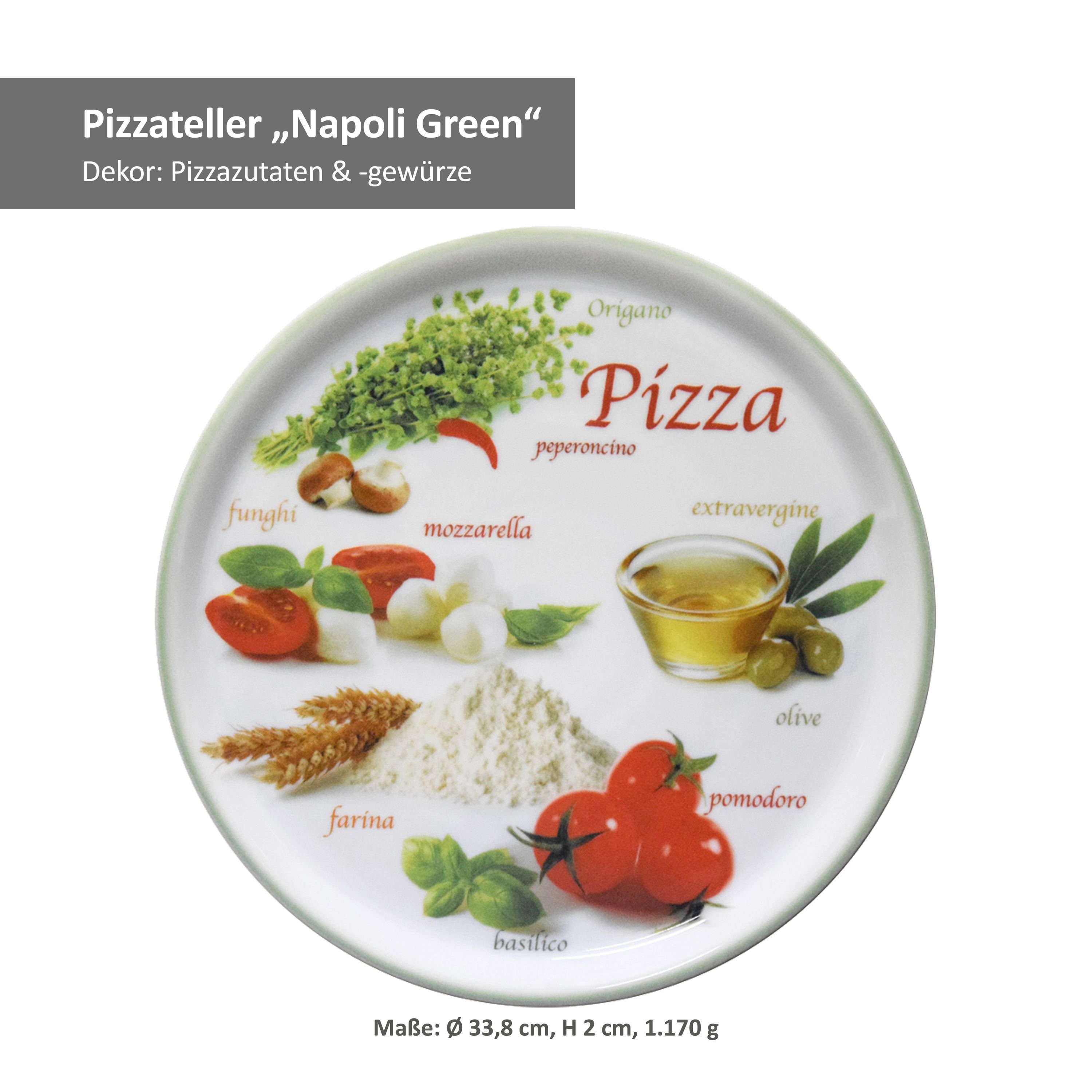 Pizzateller grün 33cm Set 2er 04018#ZP1 Pizzateller MamboCat Pizzafoods Napoli -