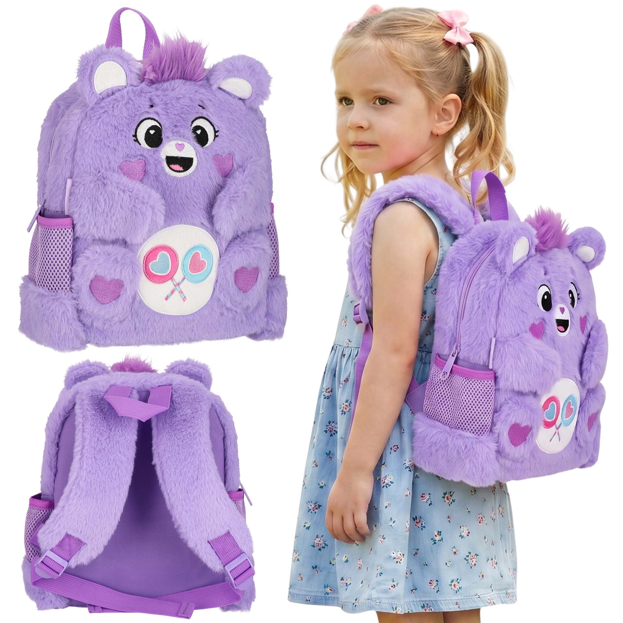 Sarcia.eu Schulrucksack Care Bears Plüschrucksack lila für Mädchen, Kindergarten, 5 l