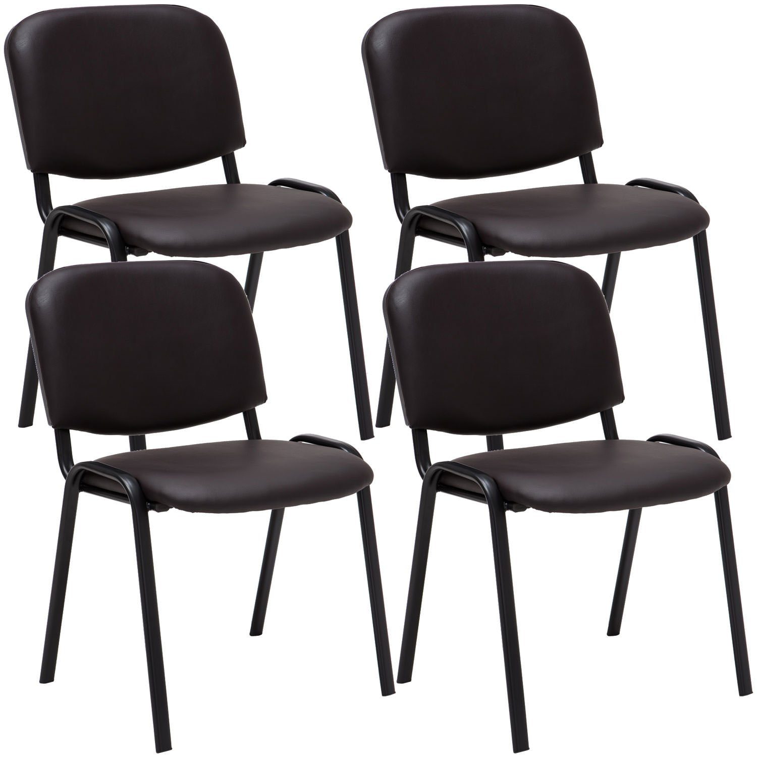 TPFLiving Besucherstuhl Keen mit hochwertiger Polsterung - Konferenzstuhl (Besprechungsstuhl - Warteraumstuhl - Messestuhl, 4 St), Gestell: Metall matt schwarz - Sitzfläche: Kunstleder braun