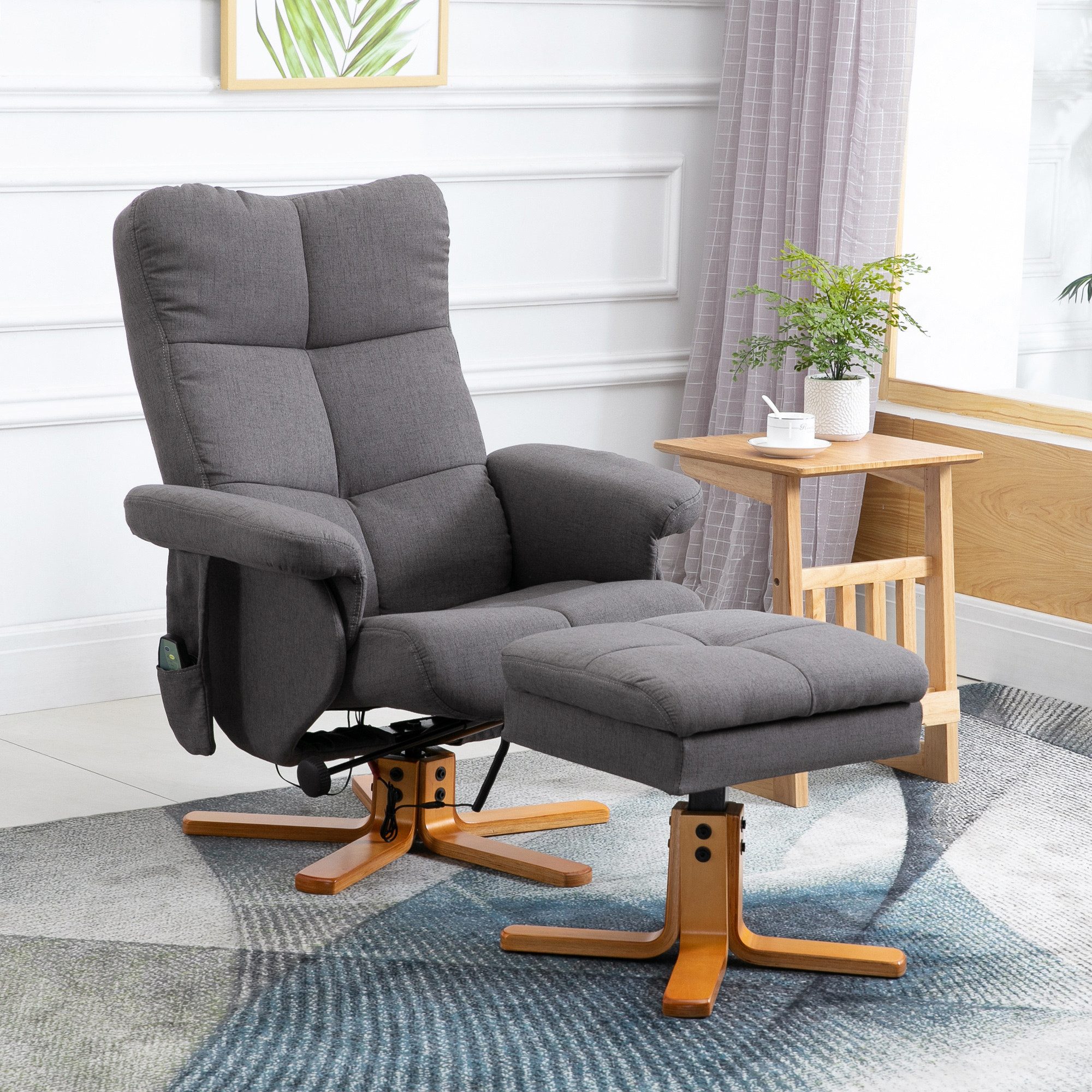 HOMCOM Massagesessel Hocker, 360°drehbarer mit Massage, TV-Sessel, Polyester (Massagesessel, 2-St., Relaxsessel), für Wohnbereich, Dunkelgrau