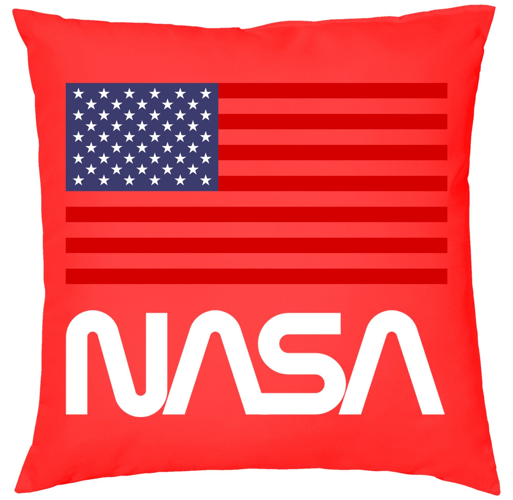 Blondie & Brownie Dekokissen Rot Rakete mit Mission USA Mars Nasa füllung Kissen Mond Elon