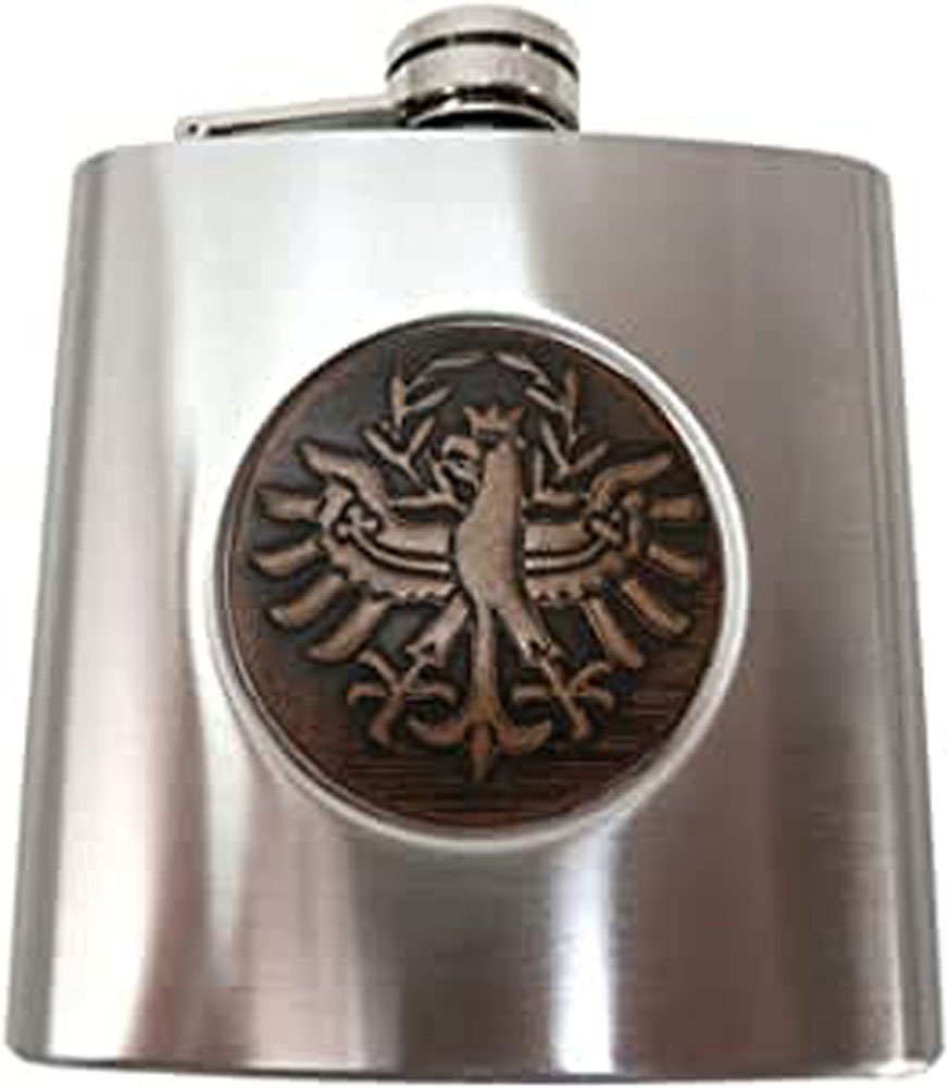 Steinnacher Bärbel Flachmann Flachmann Edelstahl Wappen auf Leder