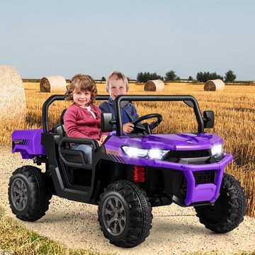 KOMFOTTEU Elektro-Kinderauto 2-Sitzer, mit Slow-Start-Funktion & Sicherheitsgurt