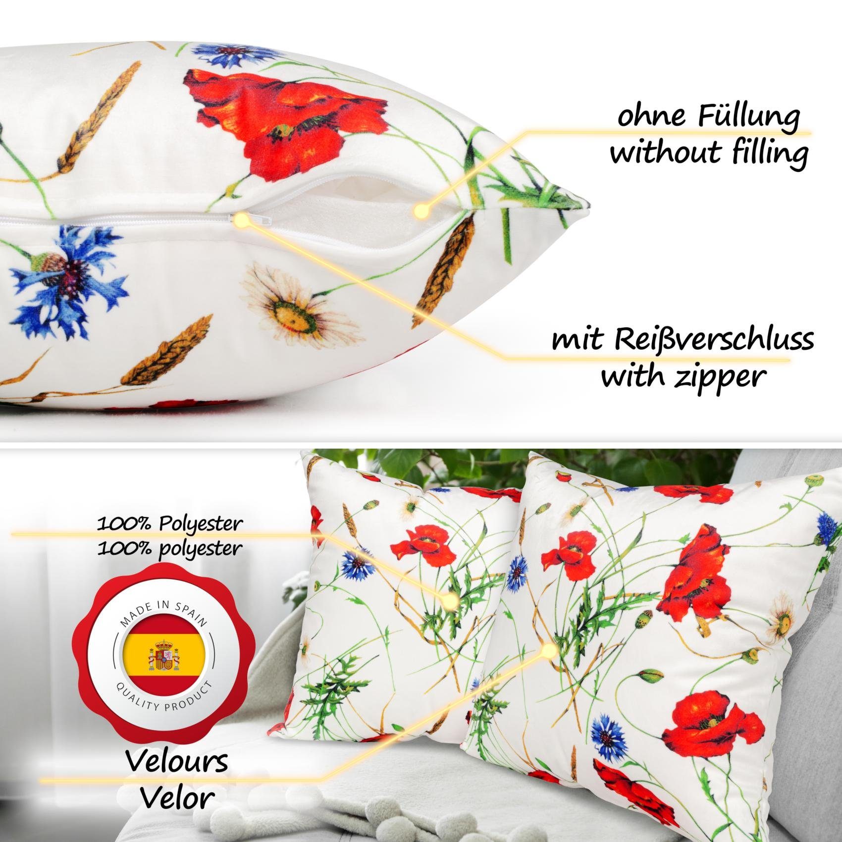 ANRO Dekokissen Verschiedene Kissenbezug Velours mit Motiv Zierkissen, Microfaser-Flanell