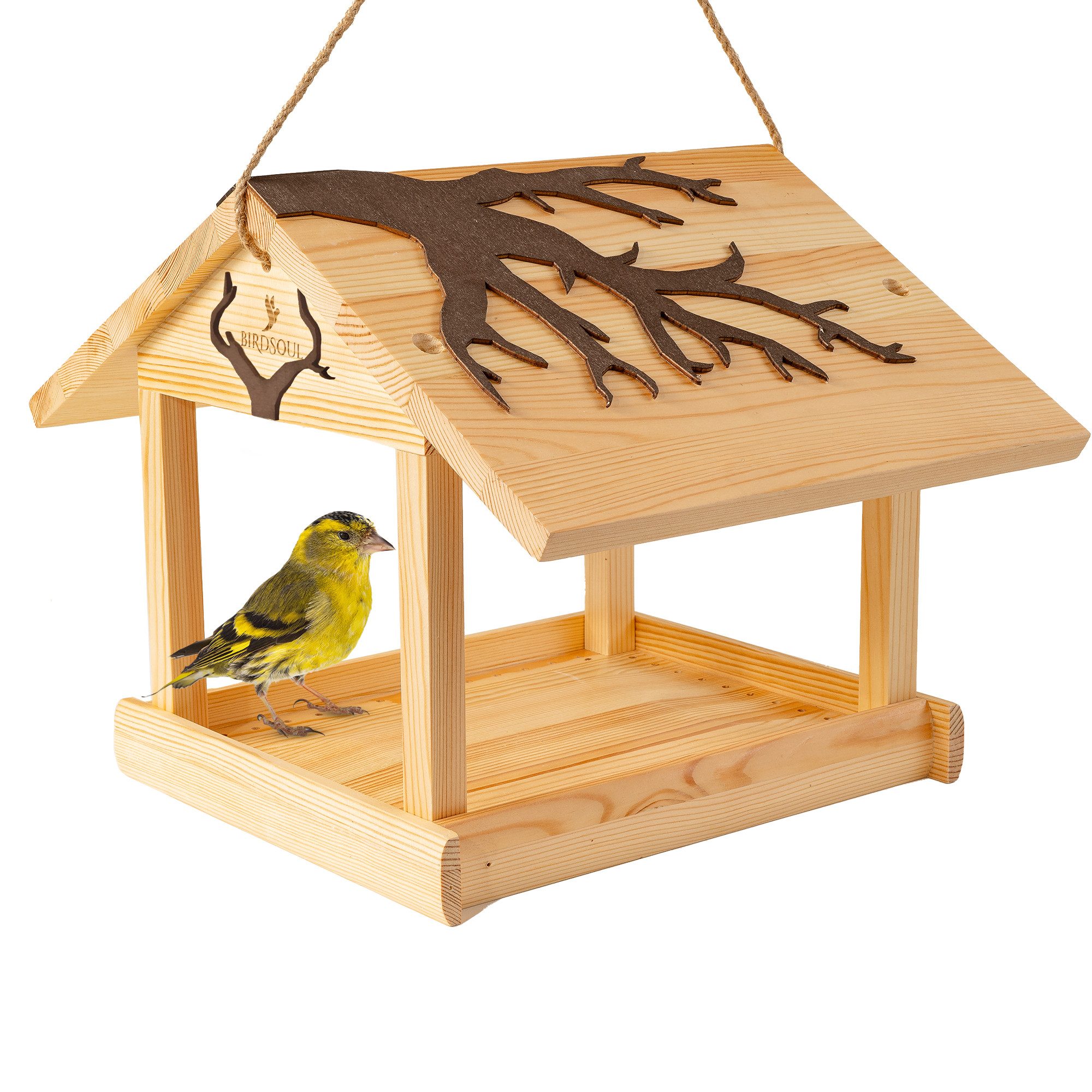 BIRDSOUL Vogelhaus Forest, Wasserableitendes Design und mit hochwertiger, handwerklicher Optik.