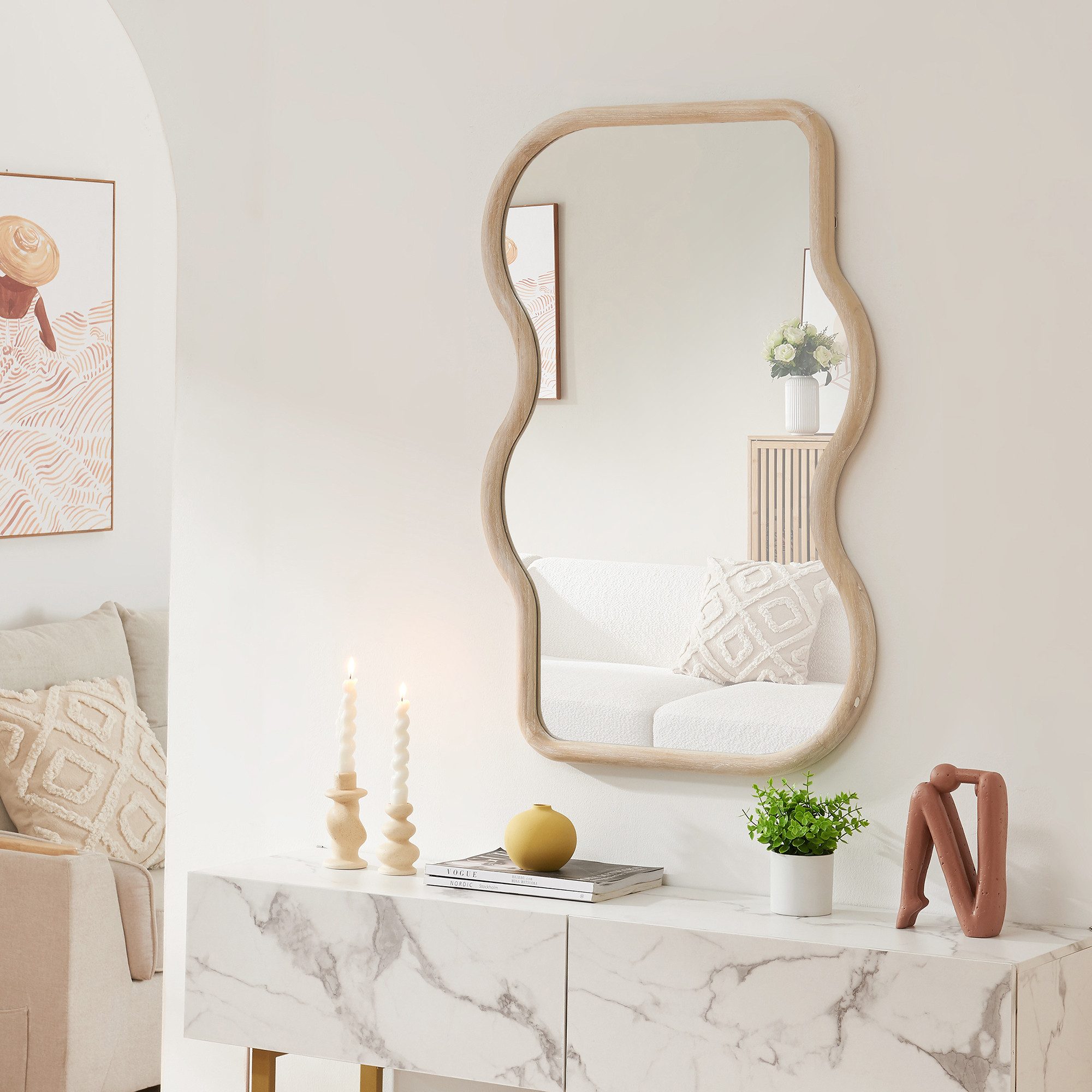 en.casa Wandspiegel, »Bellerirnu« 90 x 60 cm Sonoma-Eichenoptik günstig online kaufen