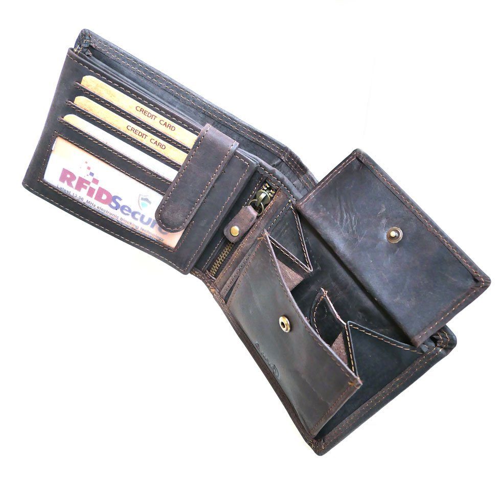 McLean Geldbörse TRAKTOR, 11 Kartenfächer mit RFID Schutz, 2 Scheinfächer, Naturleder