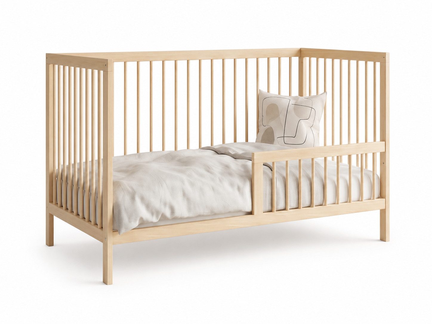 Kids Collective Babybett Kinderbett Gitterbett Baby Bett mit Rausfallschutz 60x120 70x140, stabiles Buchenholz, made in Europe 60x120 cm Natur