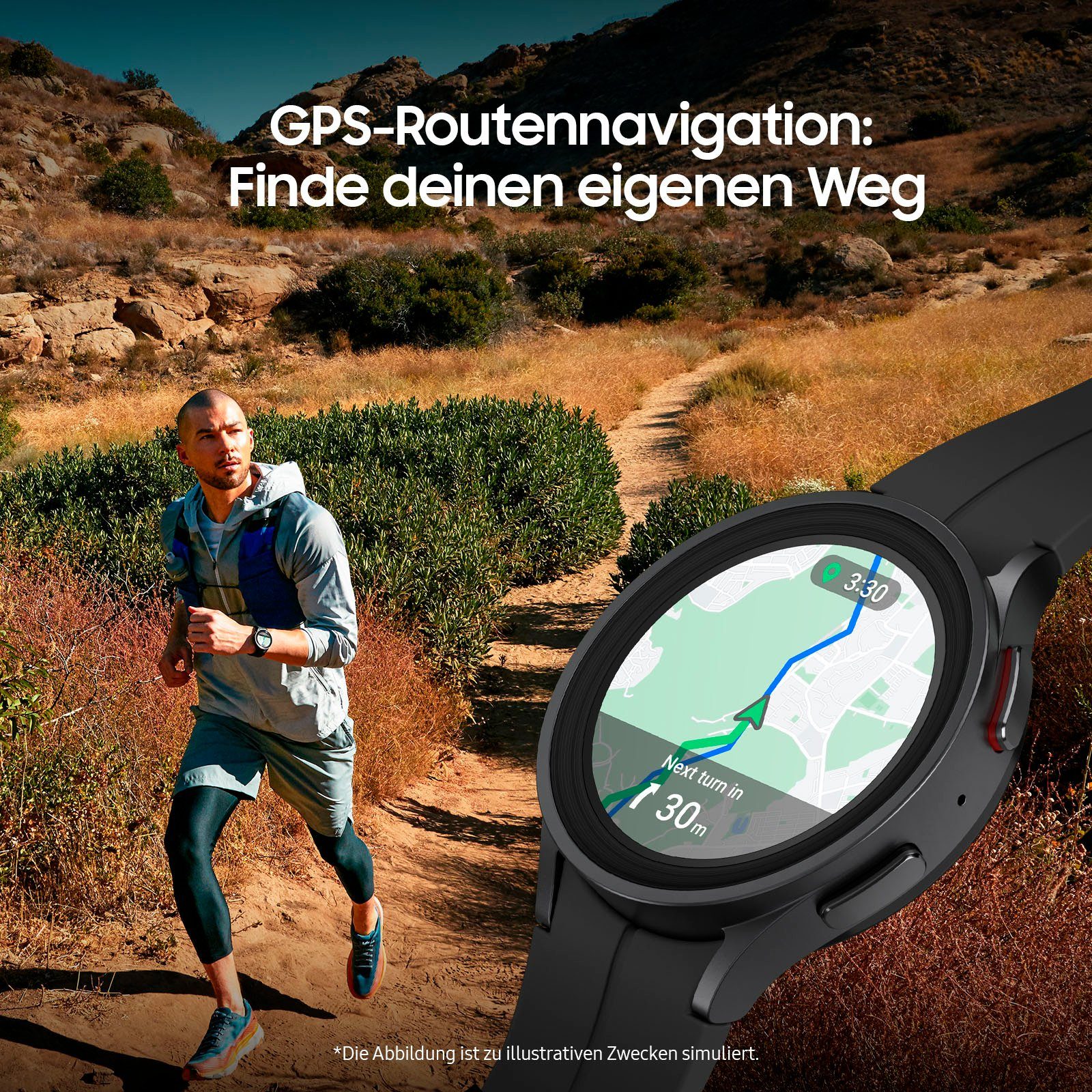 Samsung Galaxy Watch Smartwatch Pro Fitness LTE cm/1,4 OS schwarz 5 Uhr, Gesundheitsfunktionen Zoll, by Titanium (3,46 Fitness Tracker, Wear 45mm Black Samsung), 