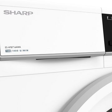 Sharp Waschmaschine weiss ES-HFB714AWA-DE, 7,00 kg, 1400 U/min, AquaStop, SoftTouch, LED-Display, Inverter Motor, Kindersicherung