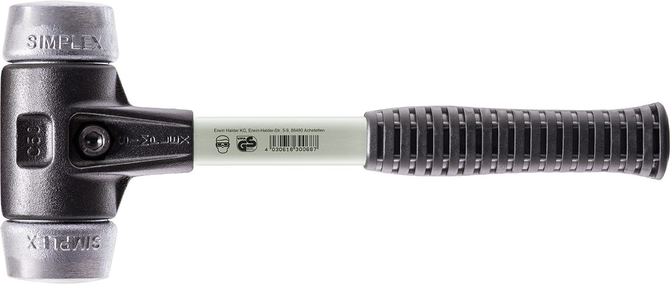 Halder KG Hammer SIMPLEX-Vorschlaghammer, mit verstärktem Stahlgussgehäuse und Fiberglasstiel Ø=80 mm 3709.081