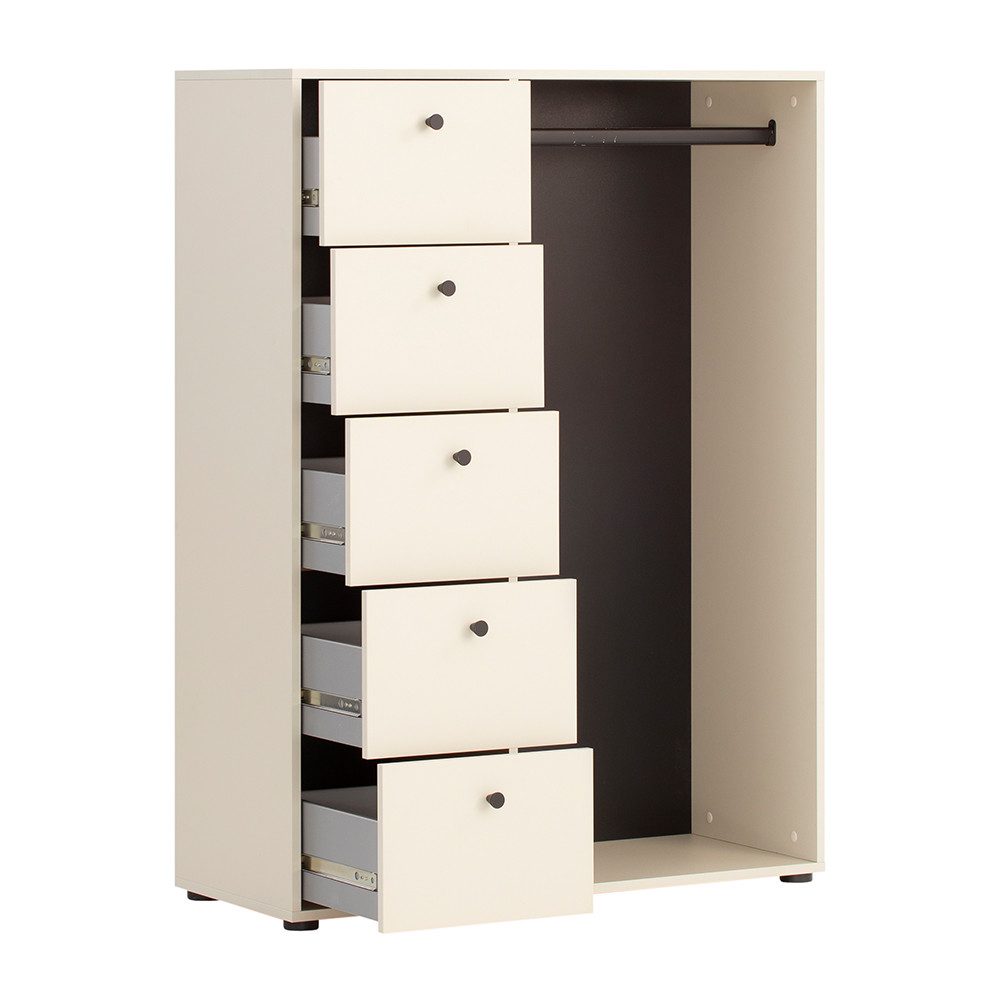 Lomadox Garderobenschrank LORCA-80 creme beige Kleiderstange günstig online kaufen