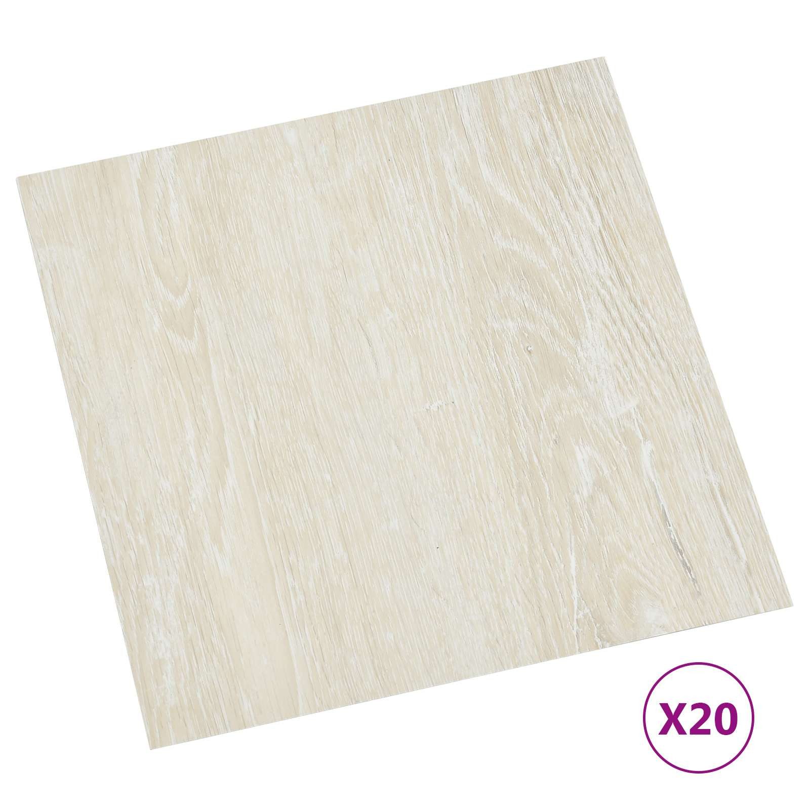 vidaXL Teppichboden Selbstklebende Bodenplanken Creme 30,5 x 30,5 cm 20 Stk. PVC, Quadratisch, Höhe: 0.15 mm