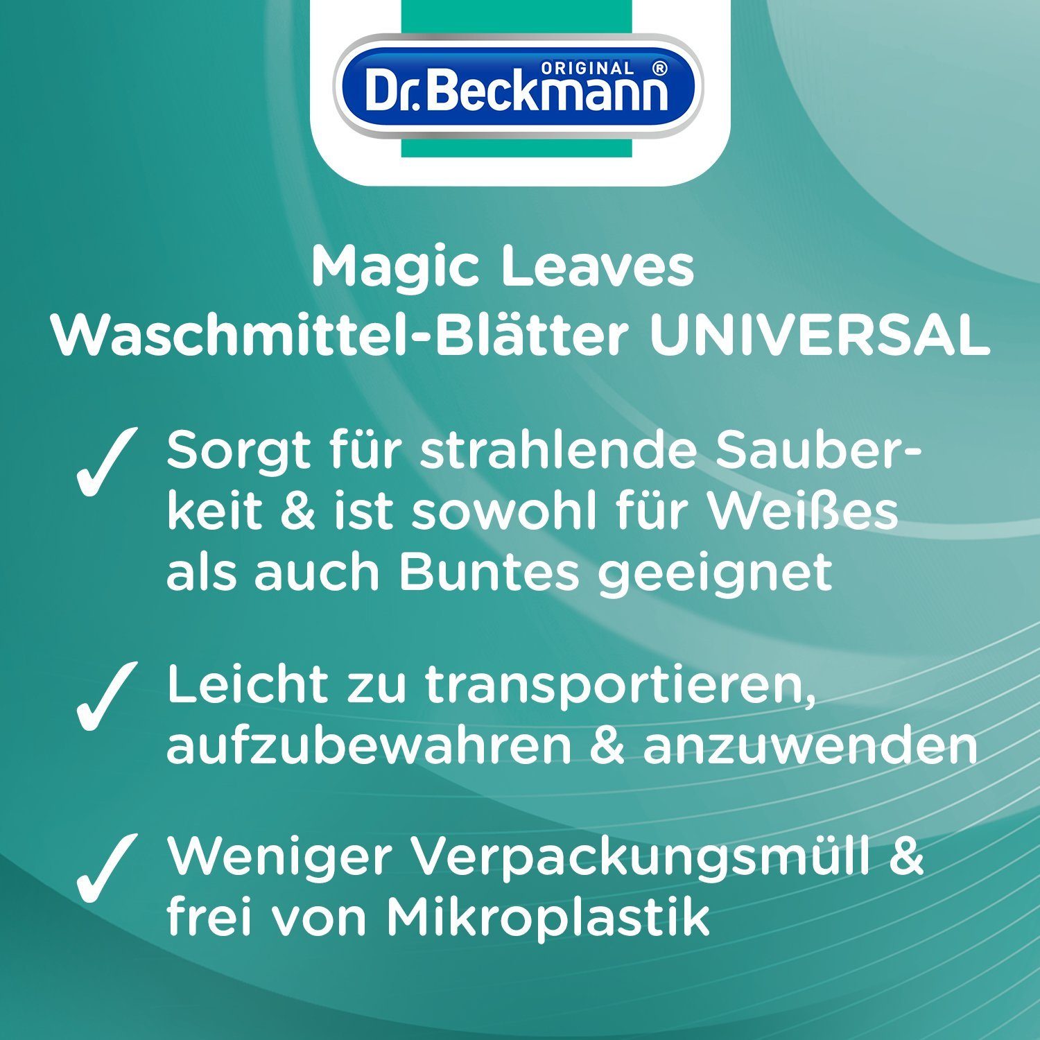 Dr. wasserlösliche (1-St) UNIVERSAL, 40 Waschblätter, Blätter Beckmann Vollwaschmittel MAGIC LEAVES