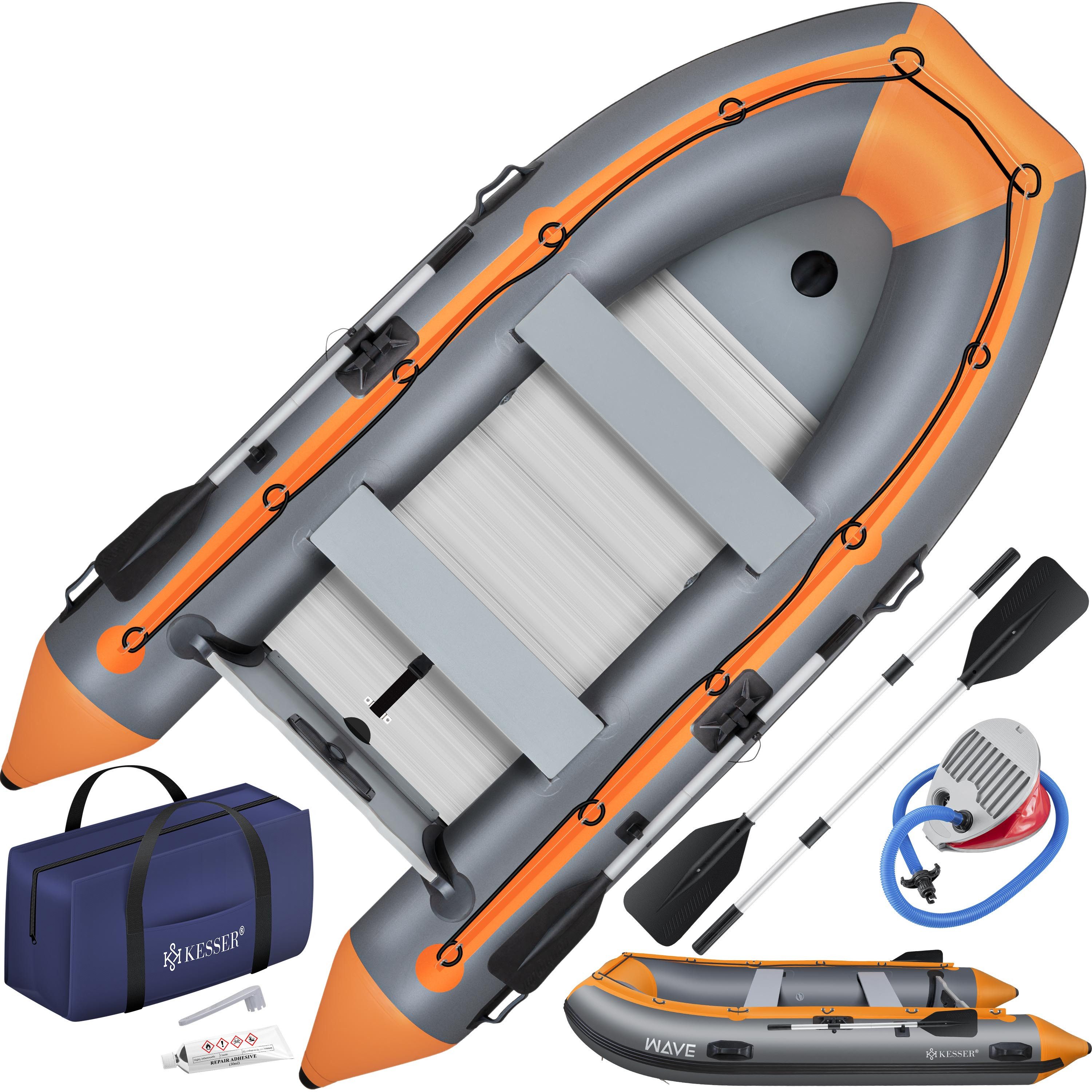 KESSER Schlauchboot aufblasbares Paddelboot für 4 Personen, motorisierbar, 3,20m, WAVE Motor geeignet