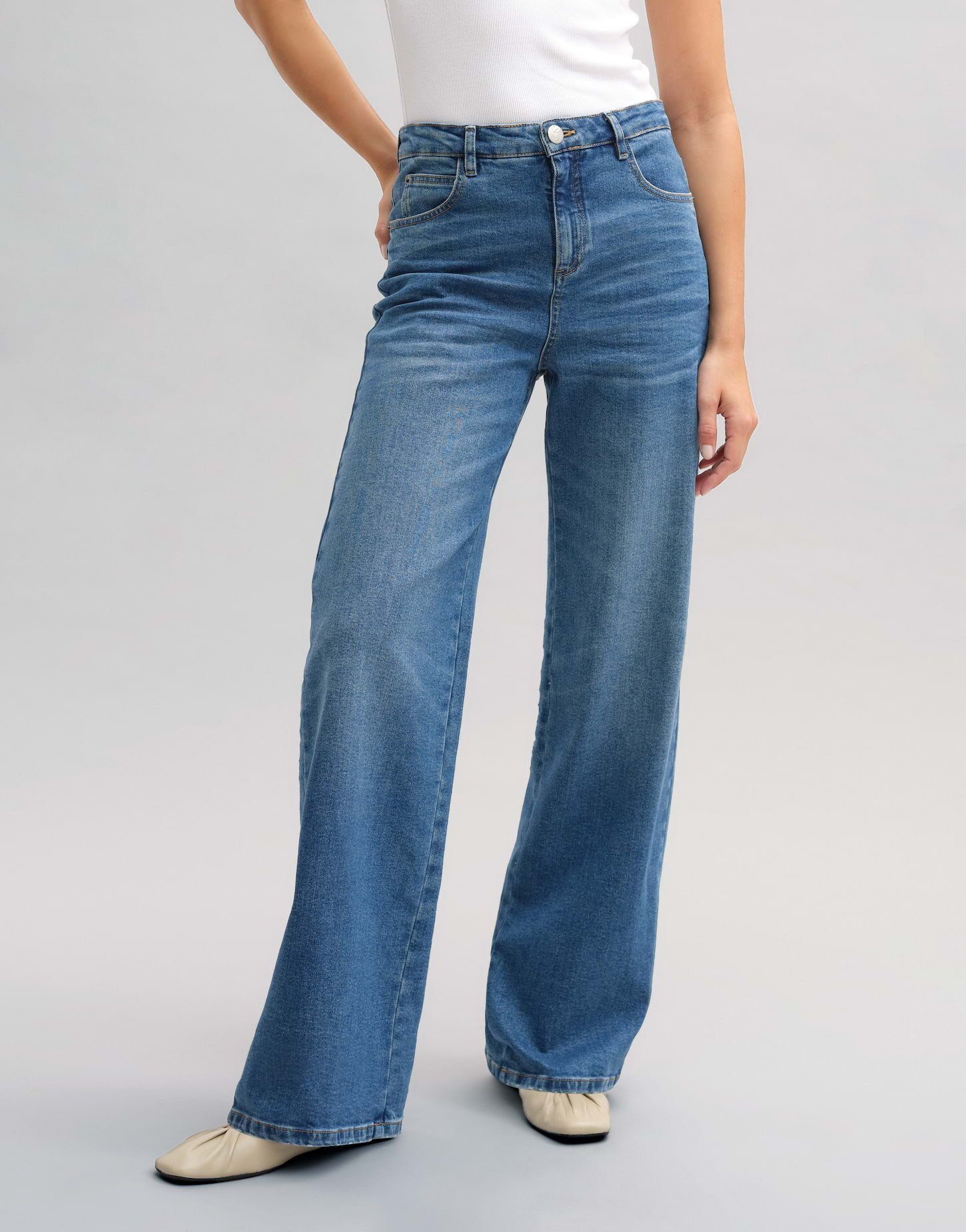 OPUS Weite Jeans Wide Leg Jeans MIVY High Rise mit Stretch-Anteil
