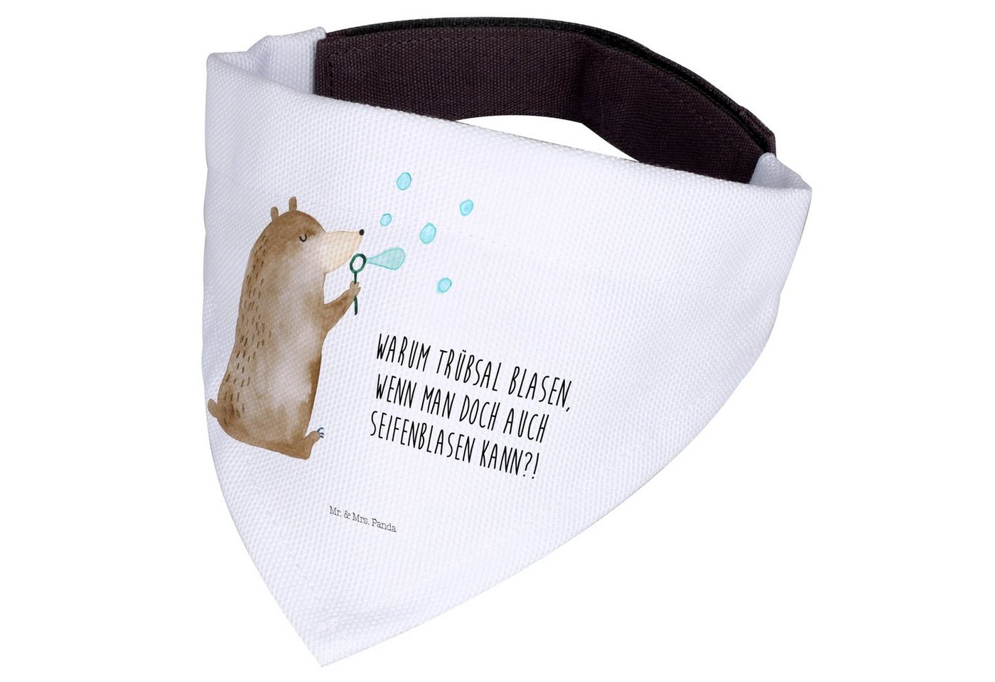 Thumbnail - Mr. & Mrs. Panda Hundefliege Bär Seifenblasen - Weiß - Geschenk, Seifenblasen Bär Lustig Sein Glüc, Polyester, Weiches D...