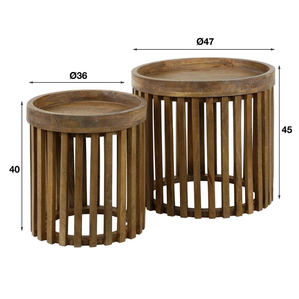 RINGO-Living Beistelltisch Massivholz Beistelltisch Boni Möbel 2er-Set, in Natur-dunkel